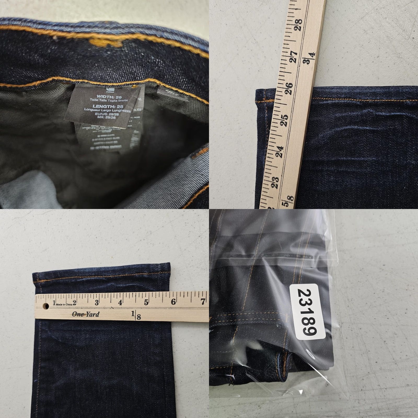 Vintage G-Star RAW Jeans Mens 29x26 Dark Blue D-Staq Slim Fit Button Fly Denim Jeans Size US 29 - 9 Thumbnail