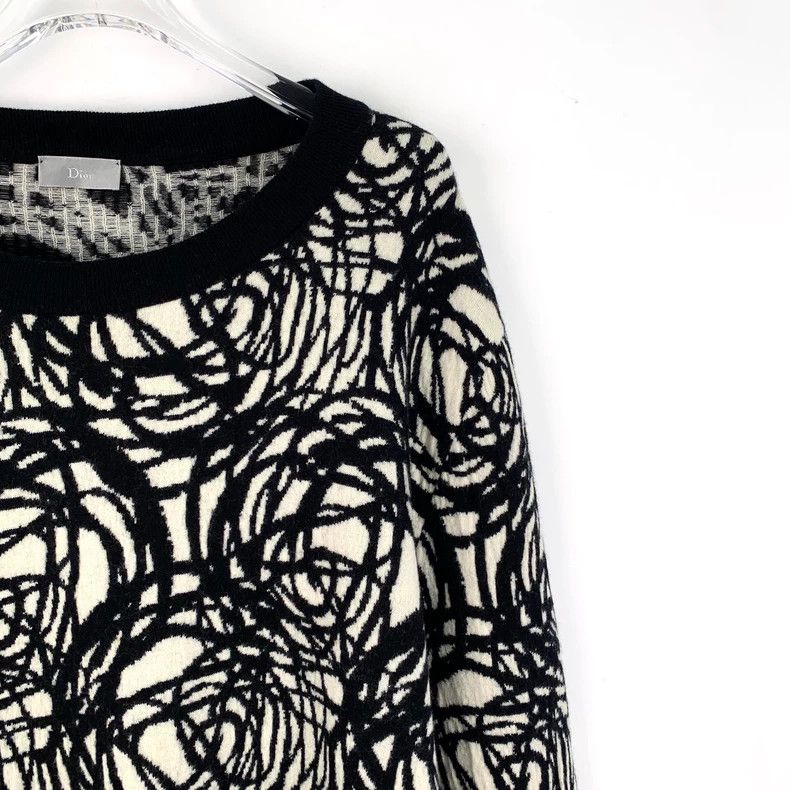 Dior Dior Color-block graffiti thread ball wool round-neck long Size US XL / EU 56 / 4 - 3 Thumbnail