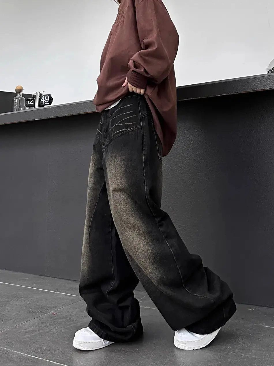 Japanese Brand Retro straight leg wide leg jeans Size US 32 / EU 48 - 3 Thumbnail