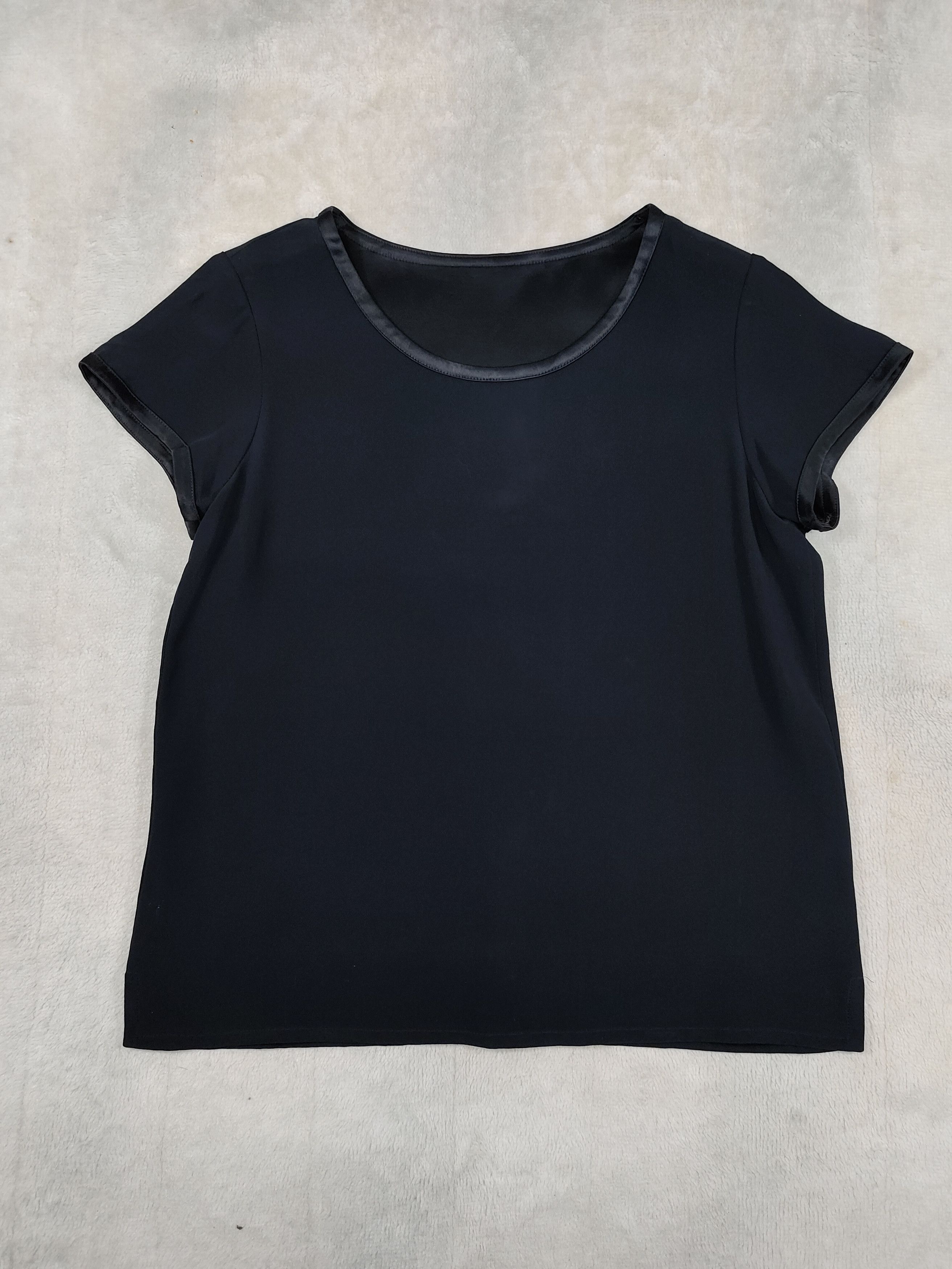 Yves Saint Laurent 2000s YSL- Clean Cut Minimalist Satin Trim Blouse Top Size M / US 6-8 / IT 42-44 - 6 Thumbnail