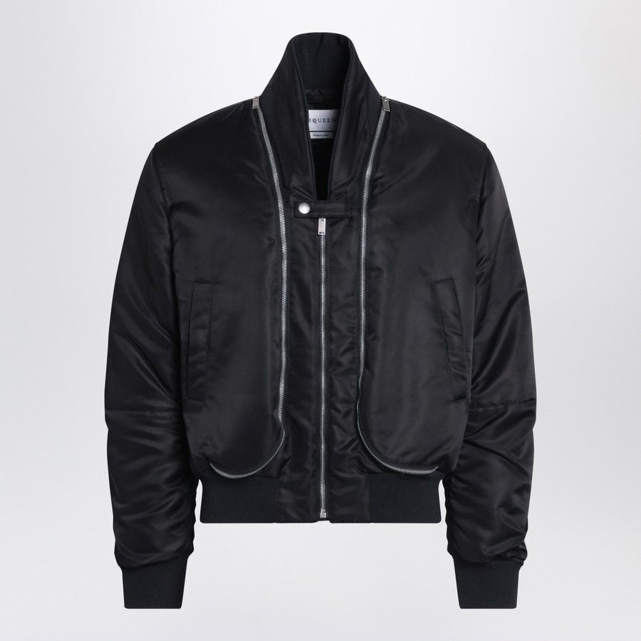 Alexander McQueen o1d2blof0126 Nylon Zip Bomber Jacket in Black Size US M / EU 48-50 / 2 - 1 Thumbnail
