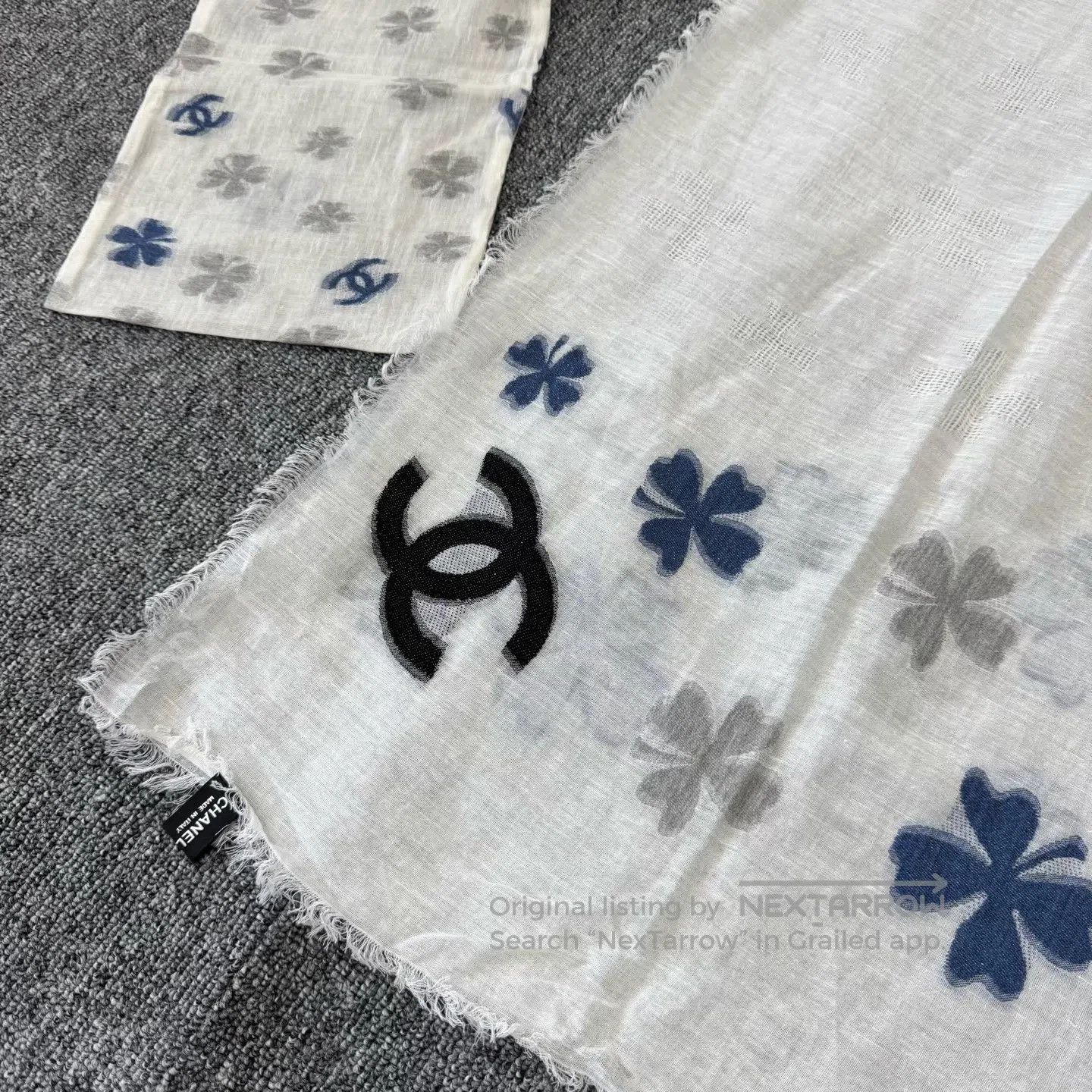 Chanel Chanel Four-leaf clover print; double C logo scarf; shawl| Size ONE SIZE - 2 Thumbnail