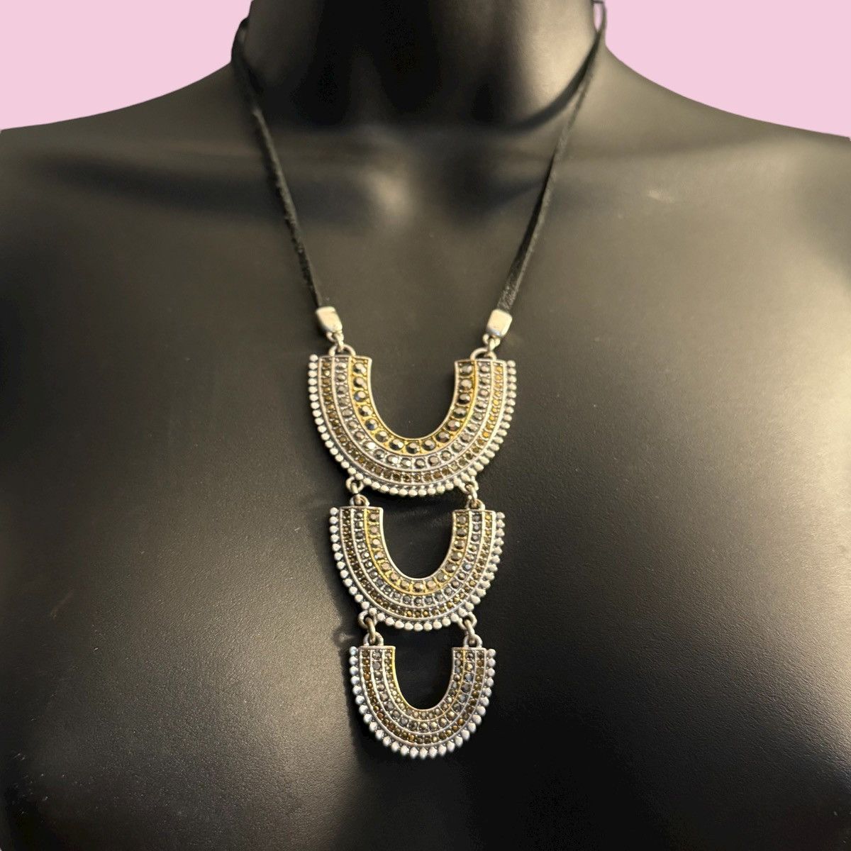 Lucky Brand Lucky Brand pave arches leather cord necklace Size ONE SIZE - 1 Thumbnail