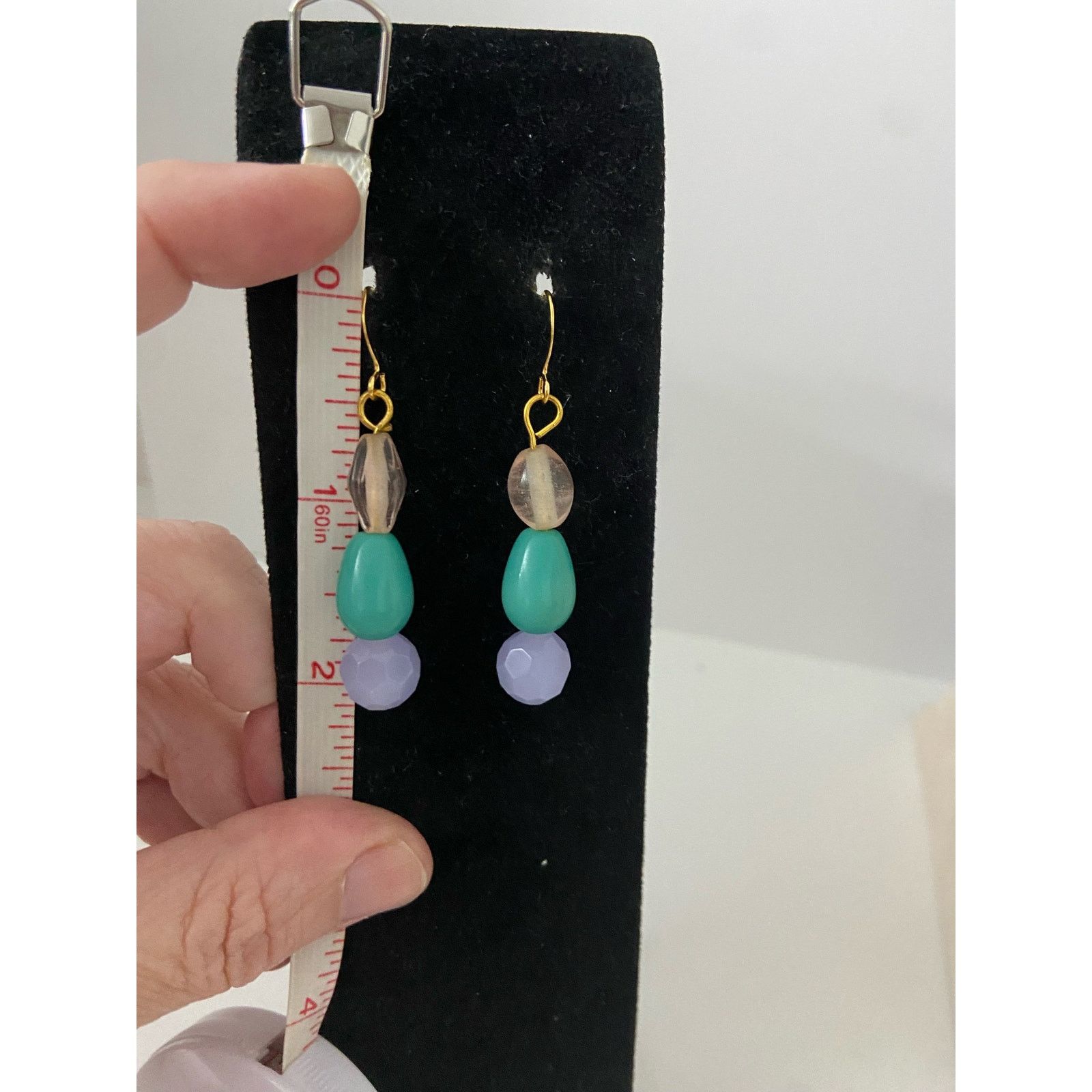 Handmade Upcycled colorful bead earrings Size ONE SIZE - 3 Thumbnail