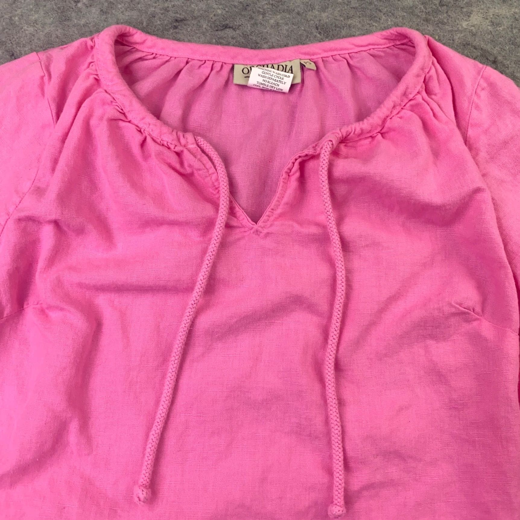Ralph Lauren Orchadia Shirt Womens Petite Small Pink 3/4 Sleeve BOHO Peasant Top Flown Linen Size S / US 4 / IT 40 - 3 Thumbnail