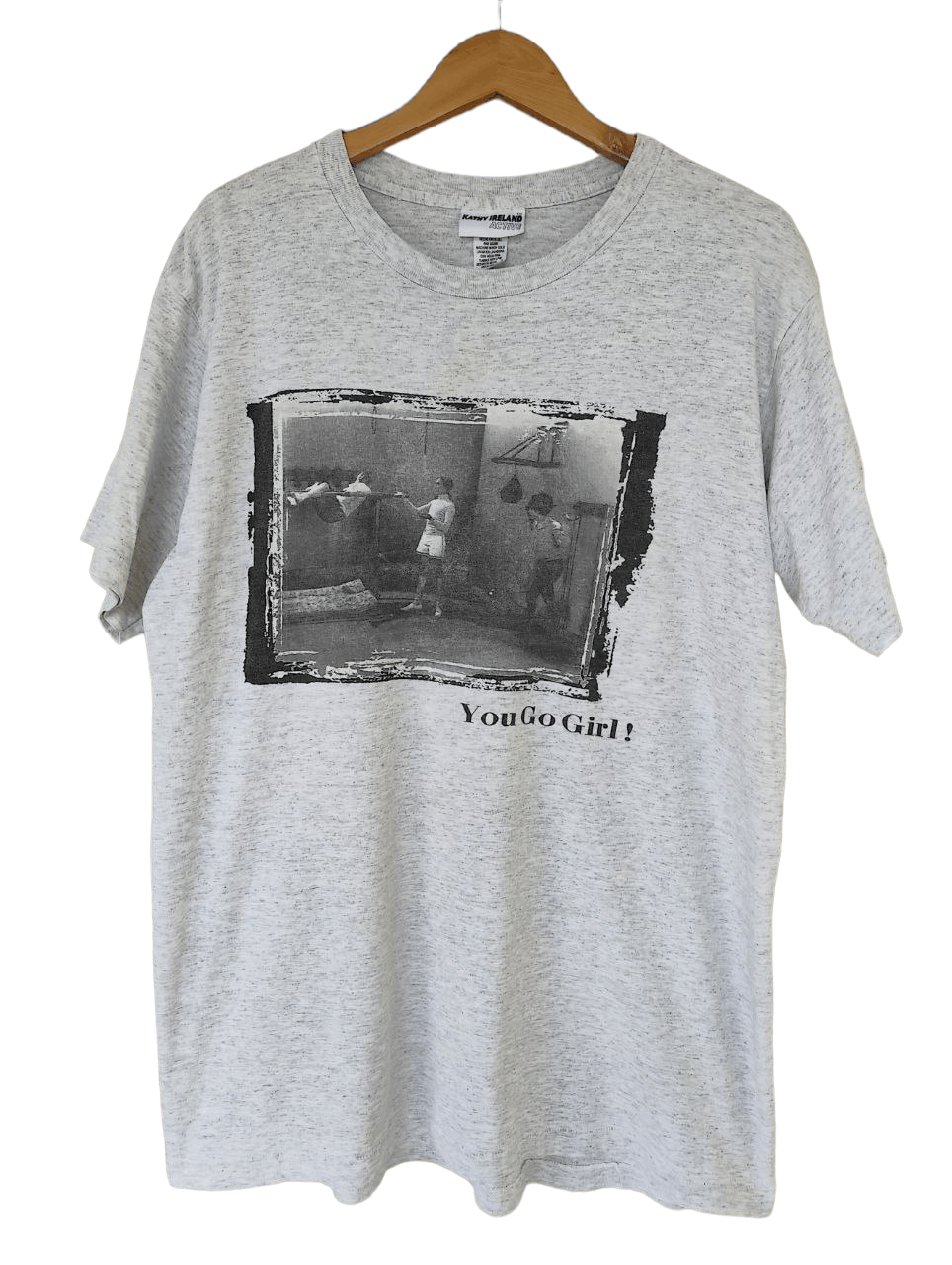 image of Humor x Motivation 90's Vintage You Go Girl Photo T in Grey, Men's (Size Large)