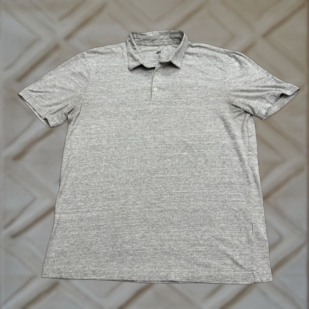 H&M H&M Slim Fit Polo Shirt Men's Medium Heather Gray Short Sleeve Cotton Casual Outdoor Sports Size US M / EU 48-50 / 2 - 1 Thumbnail