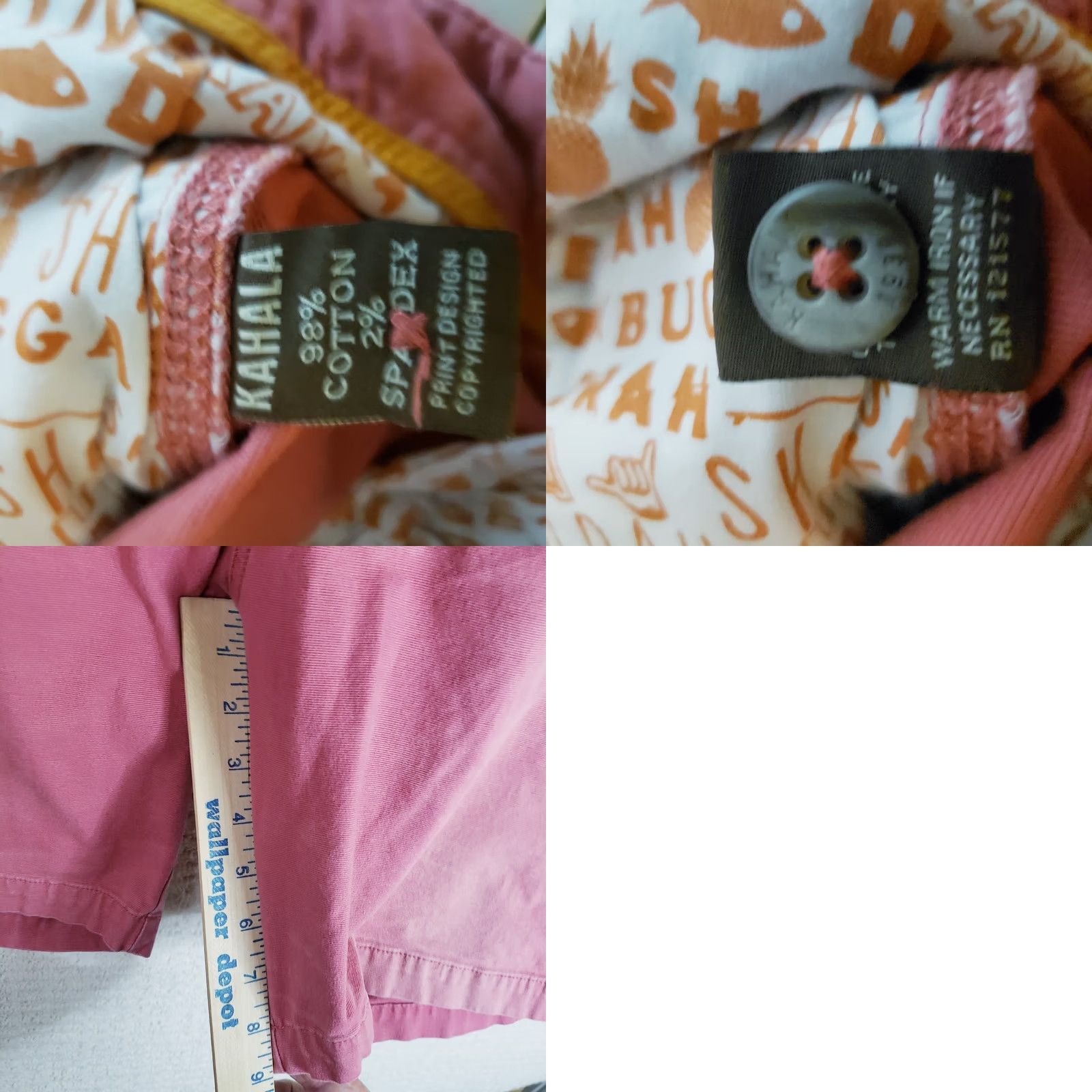 Pinko Kahala Mens Shorts Dark Pink Cotton Spandex Casual - Coastal Comfort Size US 38 / EU 54 - 9 Thumbnail