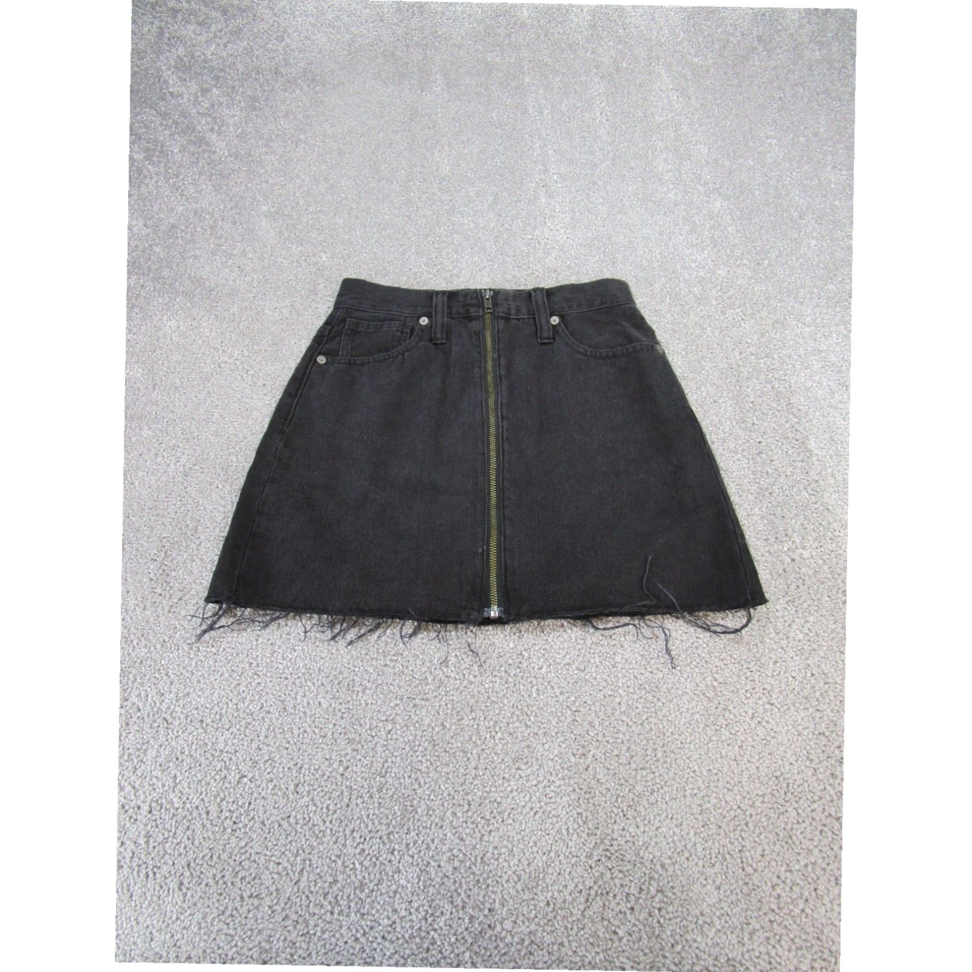 Madewell Madewell Women's Skirt 23 Rigid Denim A Line Faded Black Zip Front Size 40" / US 18 - 1 Thumbnail