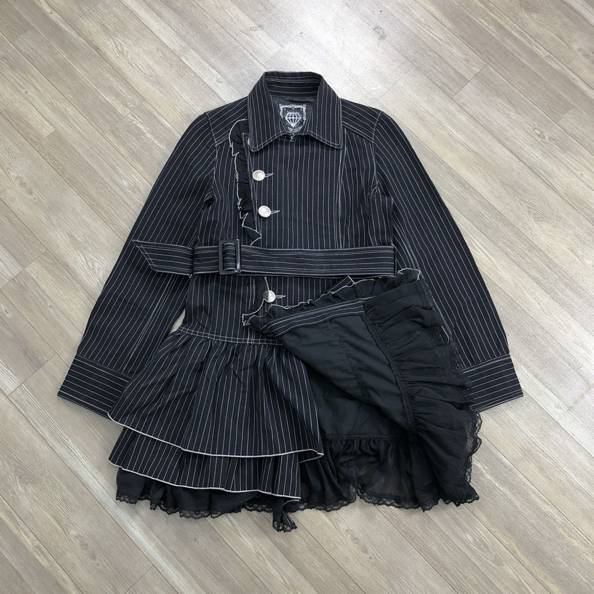 If Six Was Nine Algonquins Stripped Blazers Dress Punk Gothic Grunge Opium Size M / US 6-8 / IT 42-44 - 3 Thumbnail