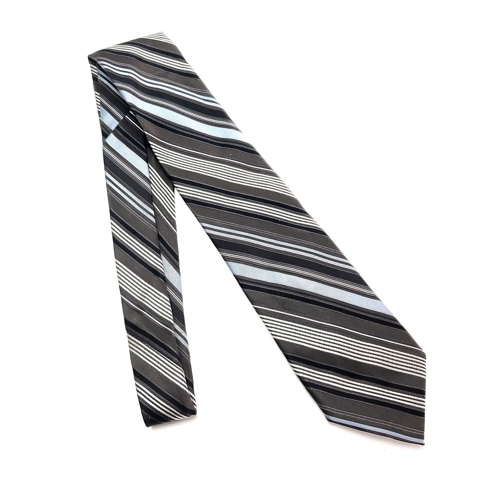 Calvin Klein Calvin Klein Silk Tie Woven Brown Striped Blue Size ONE SIZE - 6 Thumbnail