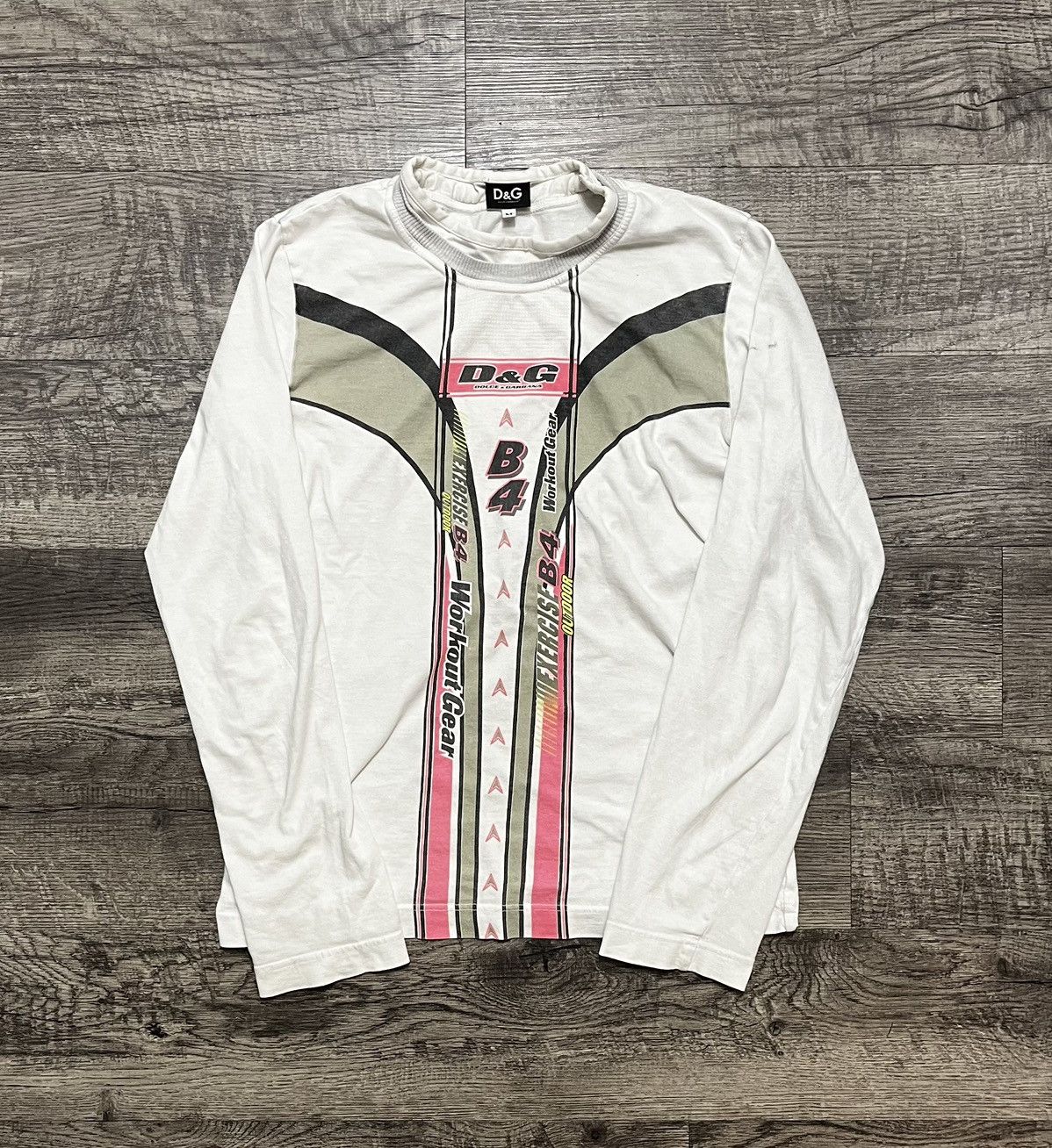 トップス archive dolce&gabbana faded long sleeve Long-sleeved cropped jersey T-shirt with branded elastic in