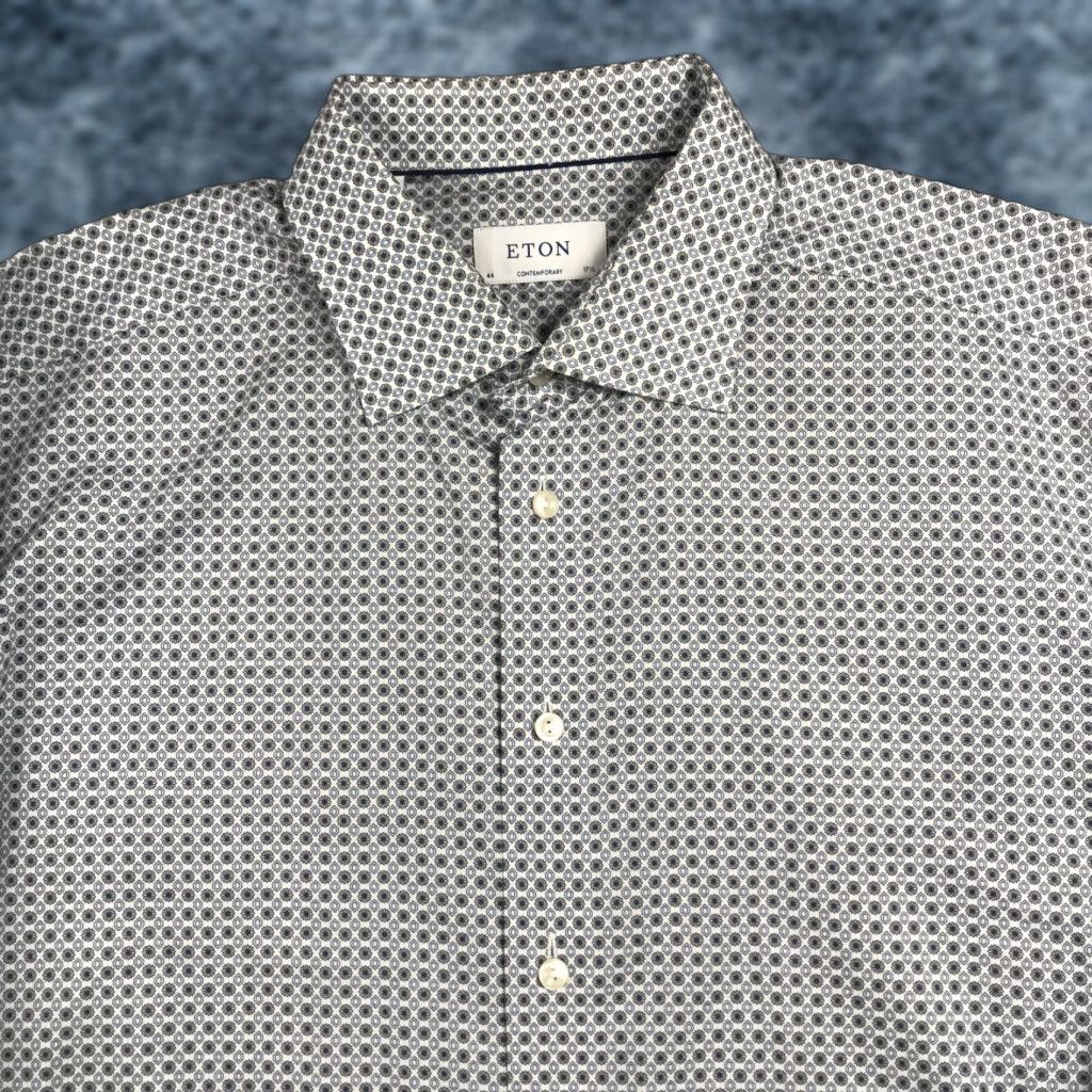 Eton Etón Shirt Mens 17.5 44 White Cotton Button Collared Dress Shirt Long Sleeve Regular Vintage No N/A Size US XXL / EU 58 / 5 - 1 Thumbnail