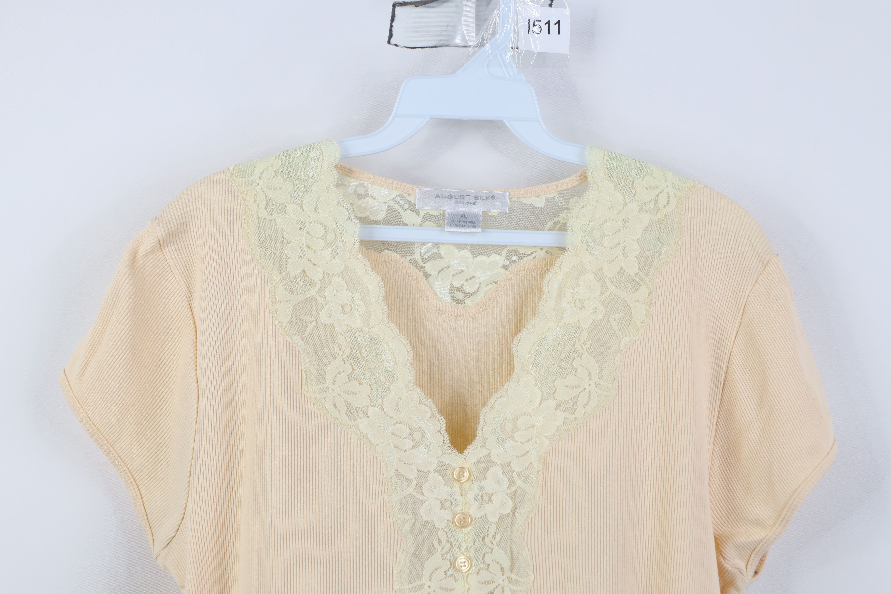 Vintage Vintage 90s Streetwear Flower Ribbed Knit T-Shirt Yellow Size XL / US 12-14 / IT 48-50 - 2 Thumbnail