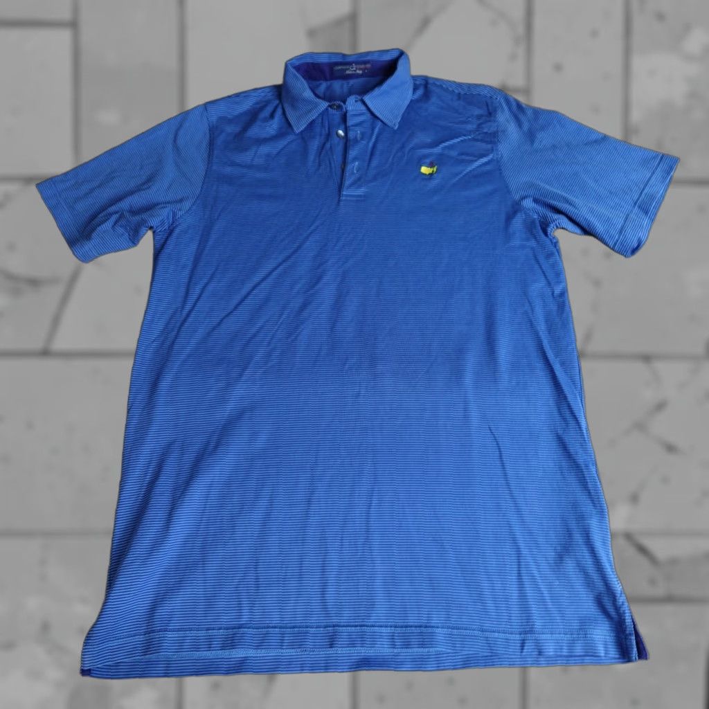 Vintage Masters Polo Shirt Mens Large Blue Striped Clubhouse Performance Made in Italy Size US L / EU 52-54 / 3 - 1 Thumbnail