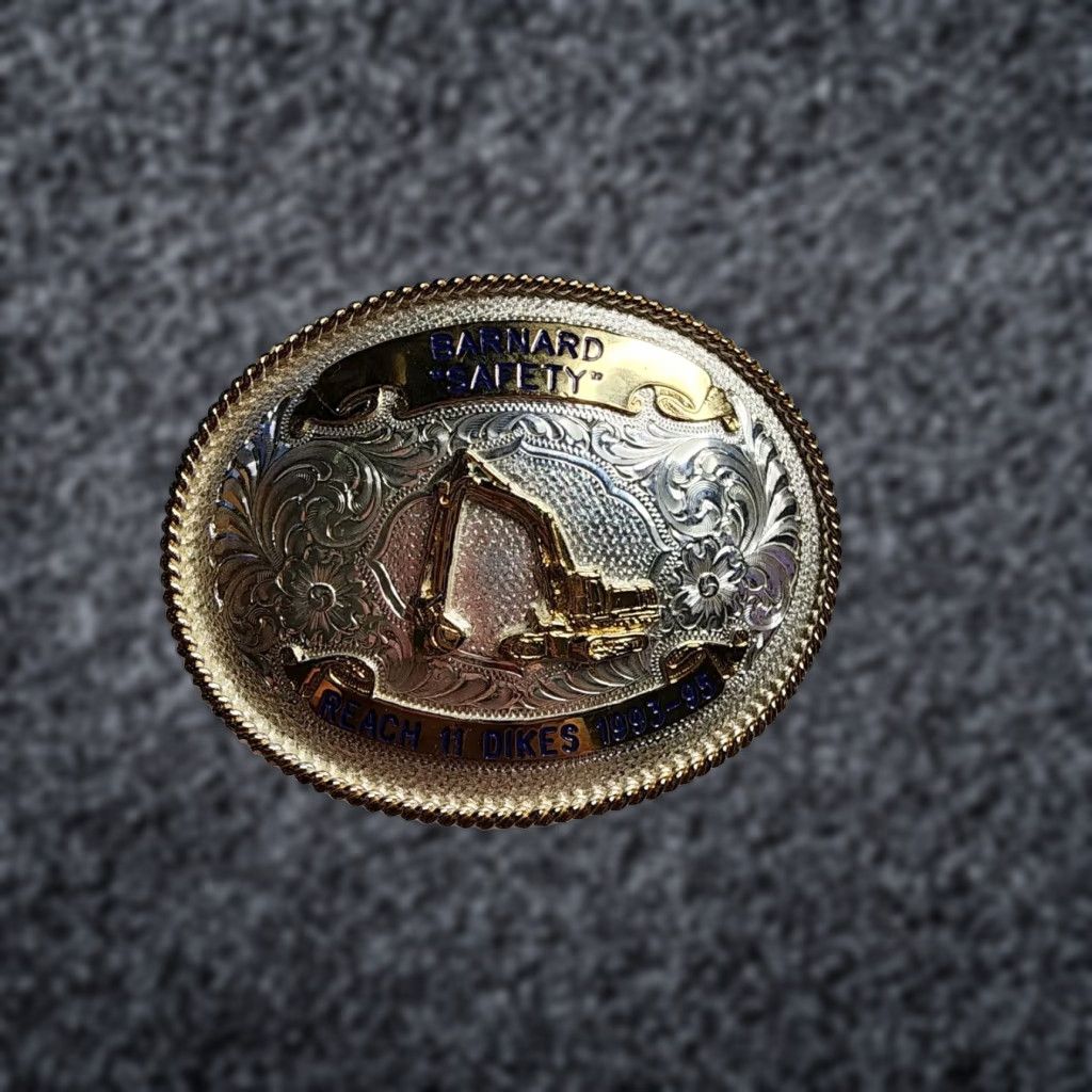 Vintage VINTAGE Montana Silversmiths Safety Award Belt Buckle Silver Gold Western Men Adult Belt Buckle 2000s Occupational Theme Size ONE SIZE - 1 Thumbnail