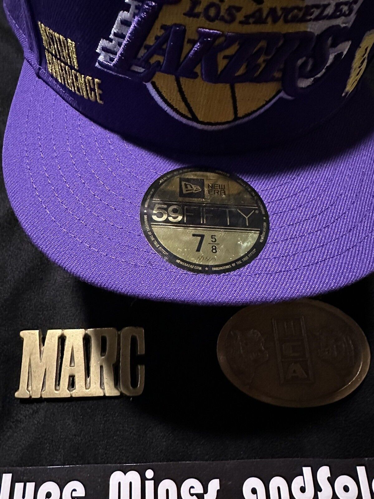 New Era NWT (7 5/8) New Era 59Fifty LA Lakers Identity Fitted Cap Size ONE SIZE - 2 Thumbnail