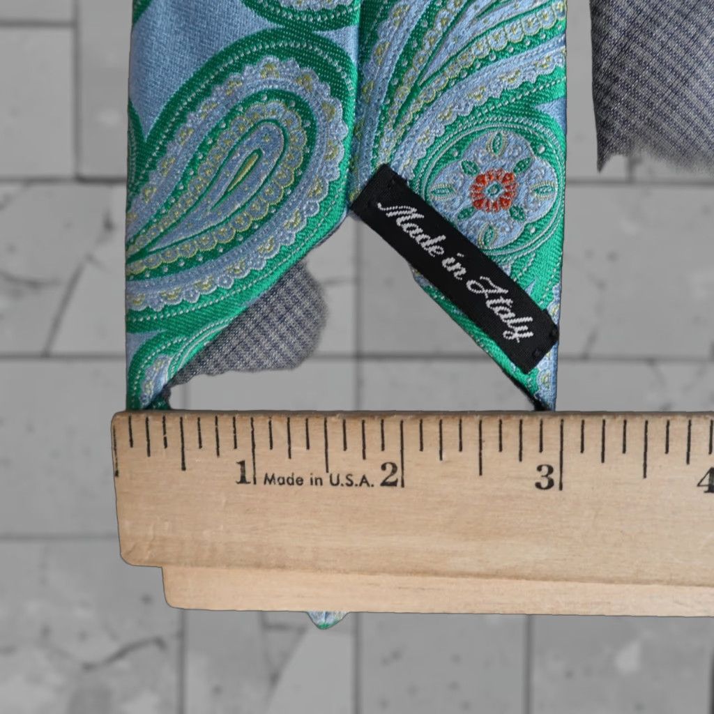 Vintage Samuelsohn Tie Blue Green Paisley Silk Jacquard Made in Italy Size ONE SIZE - 1 Thumbnail