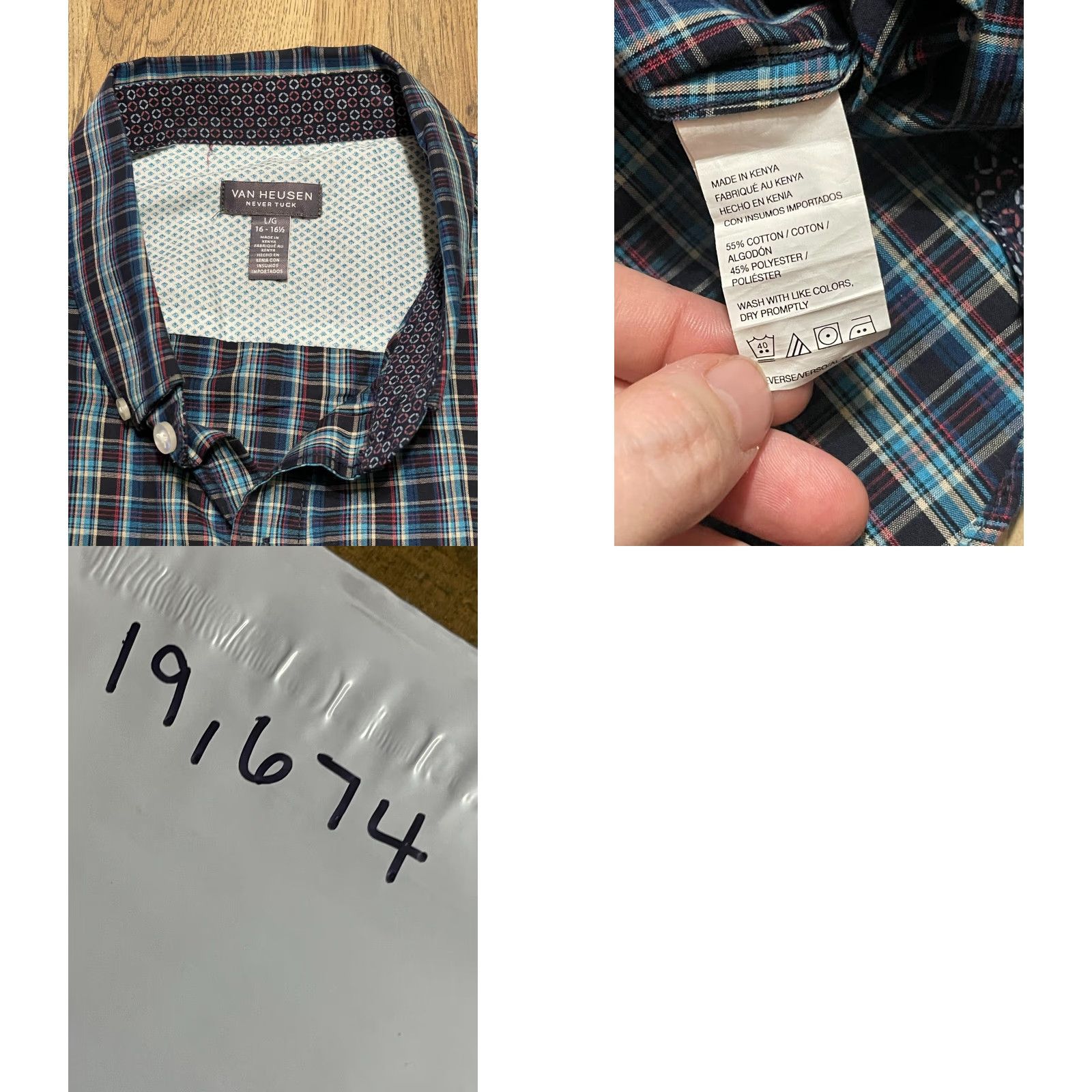 Van Heusen Van Heusen Shirt Men L Blue Plaid Button Up Vintage No Size US L / EU 52-54 / 3 - 8 Thumbnail