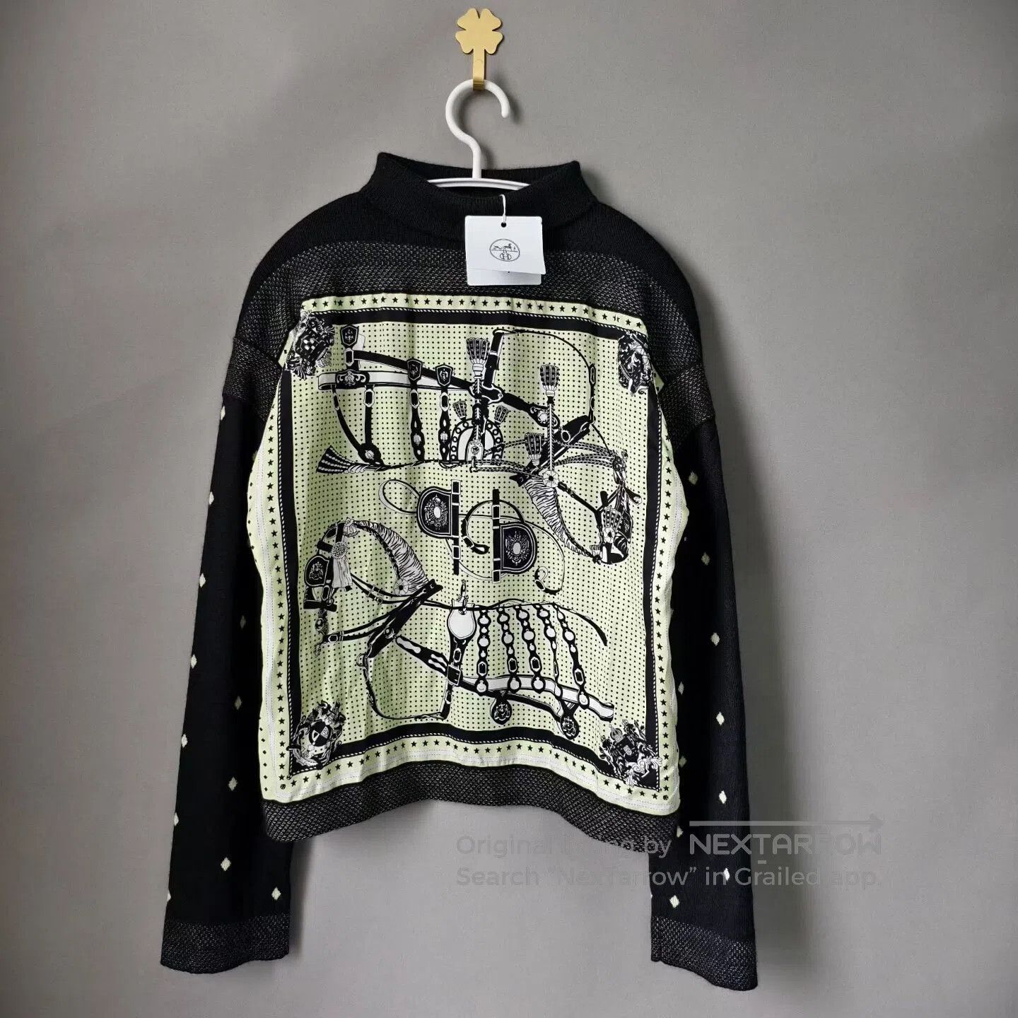 Hermes Hermes Cashmere & Silk Print Paneled Knit Sweater| Size XXS / US 00 / IT 34 - 1 Thumbnail