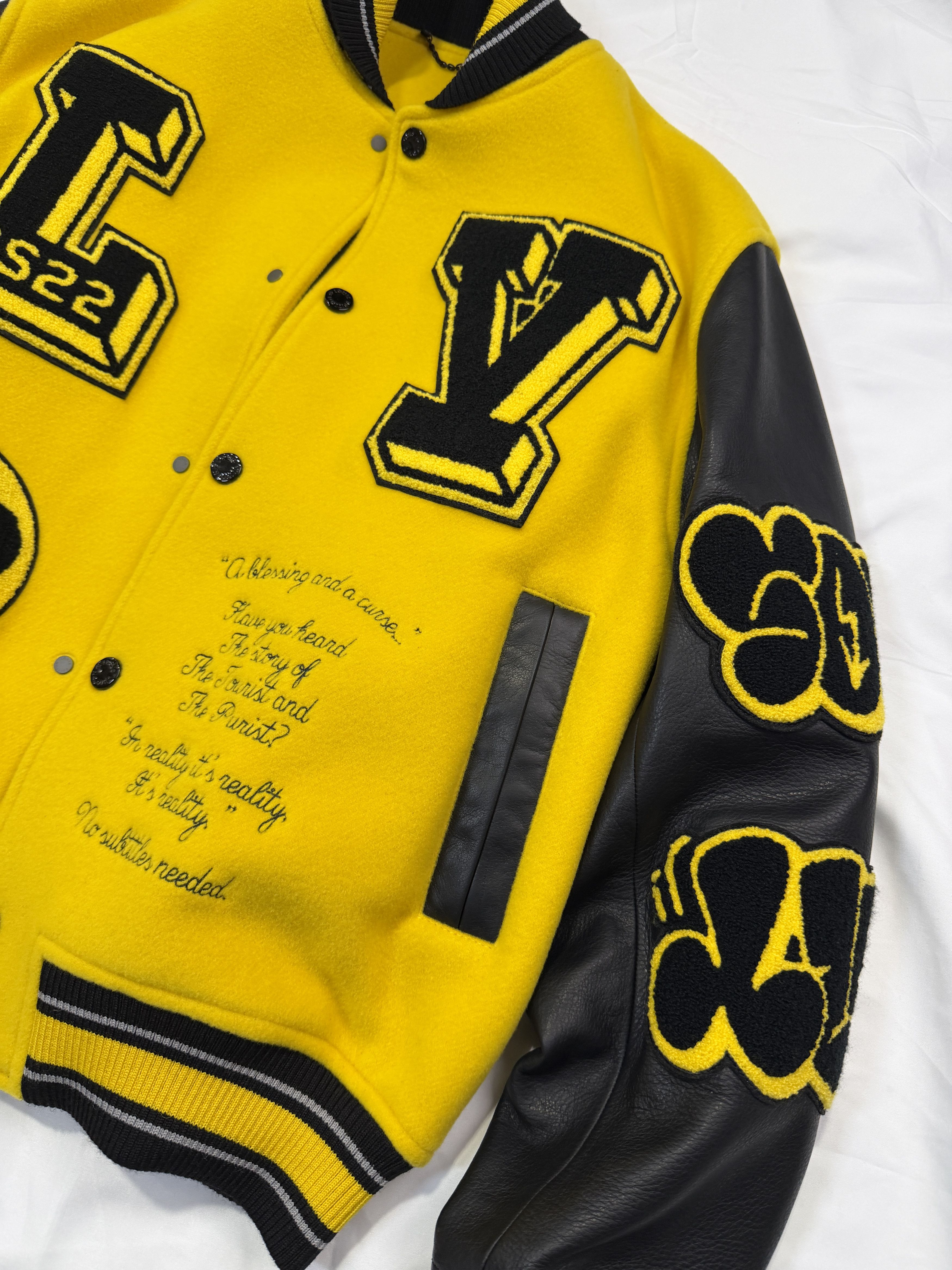 Louis Vuitton Louis Vuitton Virgil Leather Wool Embroidered Jacket Size US L / EU 52-54 / 3 - 3 Thumbnail