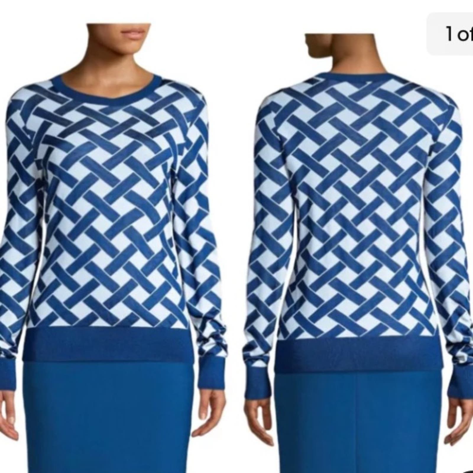 Hugo Boss Fadenia Superfine Jacquard Sweater Blue Medium