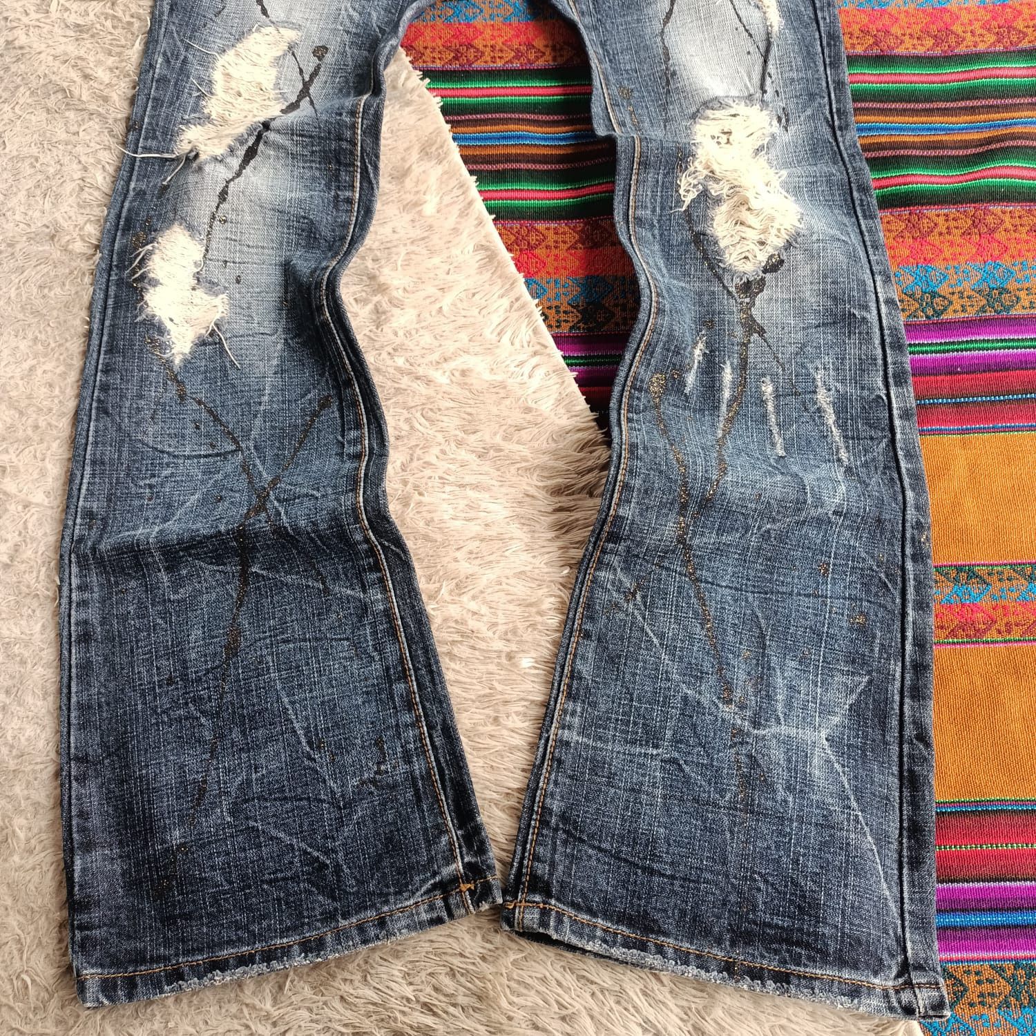 GOSTAR DE FUGA × Japanese Brand BB67J splatter paint flare denim Size US 31 - 4 Thumbnail