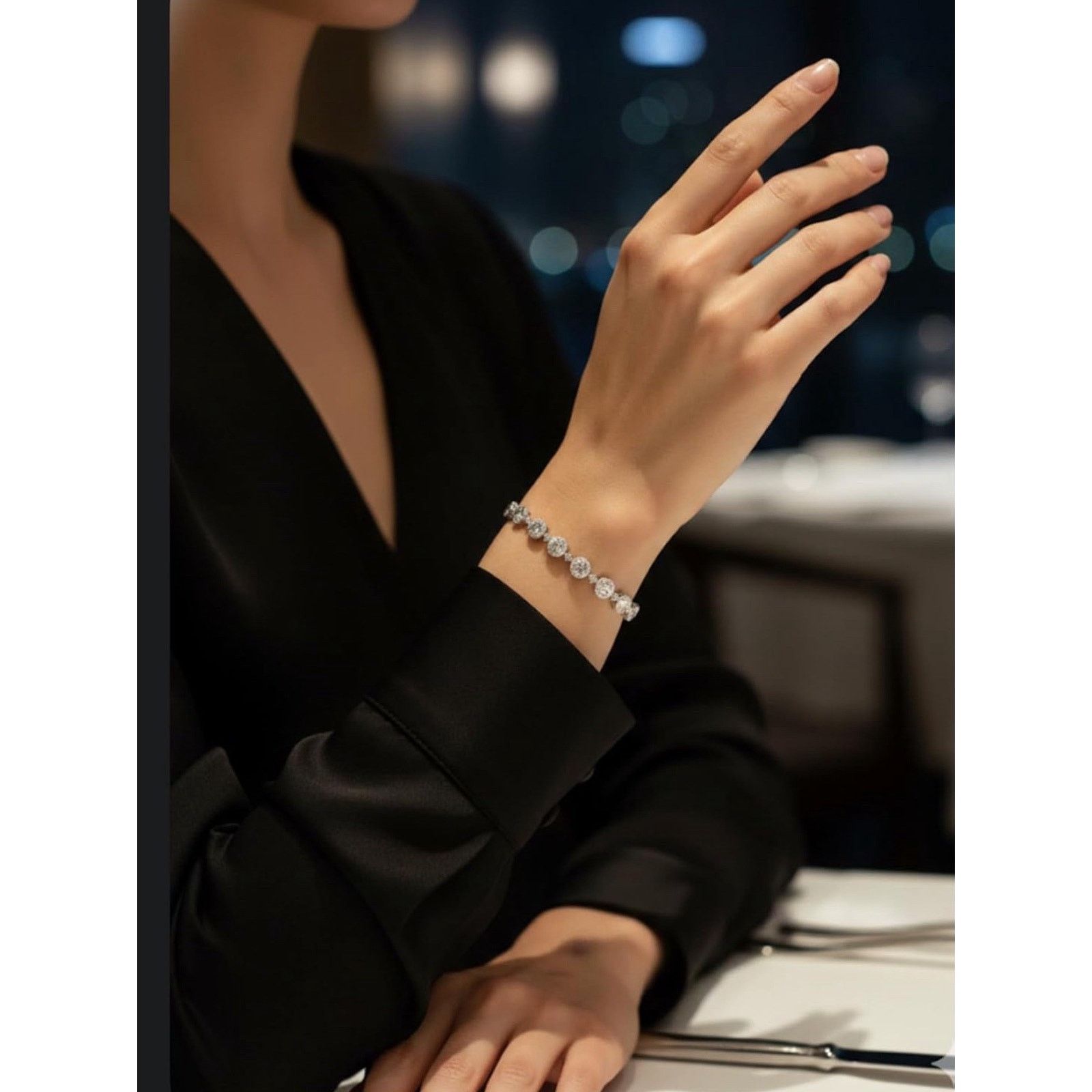 & Other Stories Moissanite Star Flower Women Bracelet Adjustable 925S Silver Size ONE SIZE - 2 Thumbnail