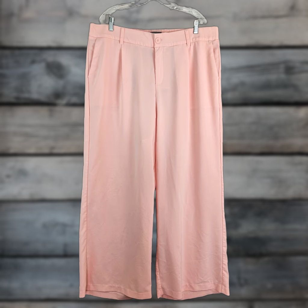 Torrid Torrid Womens Wide Leg Pants Sz 18 Solid Pink High Rise Size 40" / US 18 - 1 Thumbnail