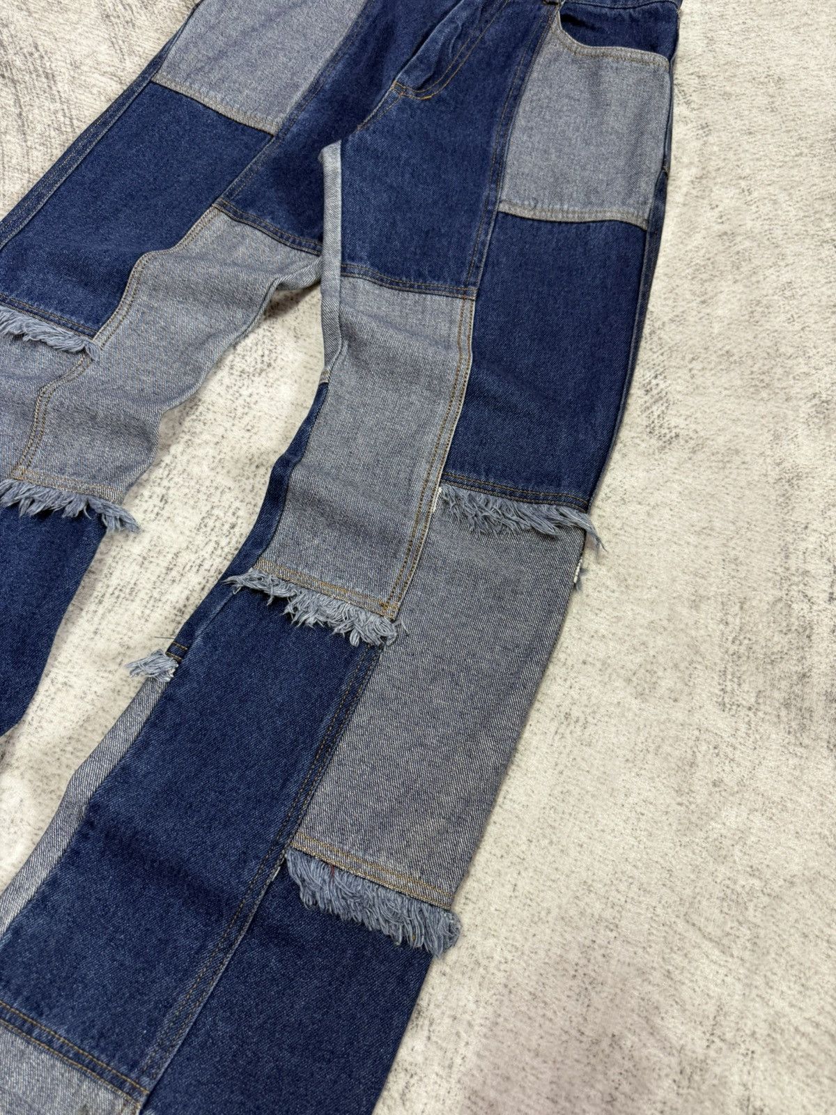 Angel Blue × Hysteric Glamour × Japanese Brand Pop Jelly Japan Penelled Frayed Patch Work Flared Jeans Size US 27 - 4 Thumbnail