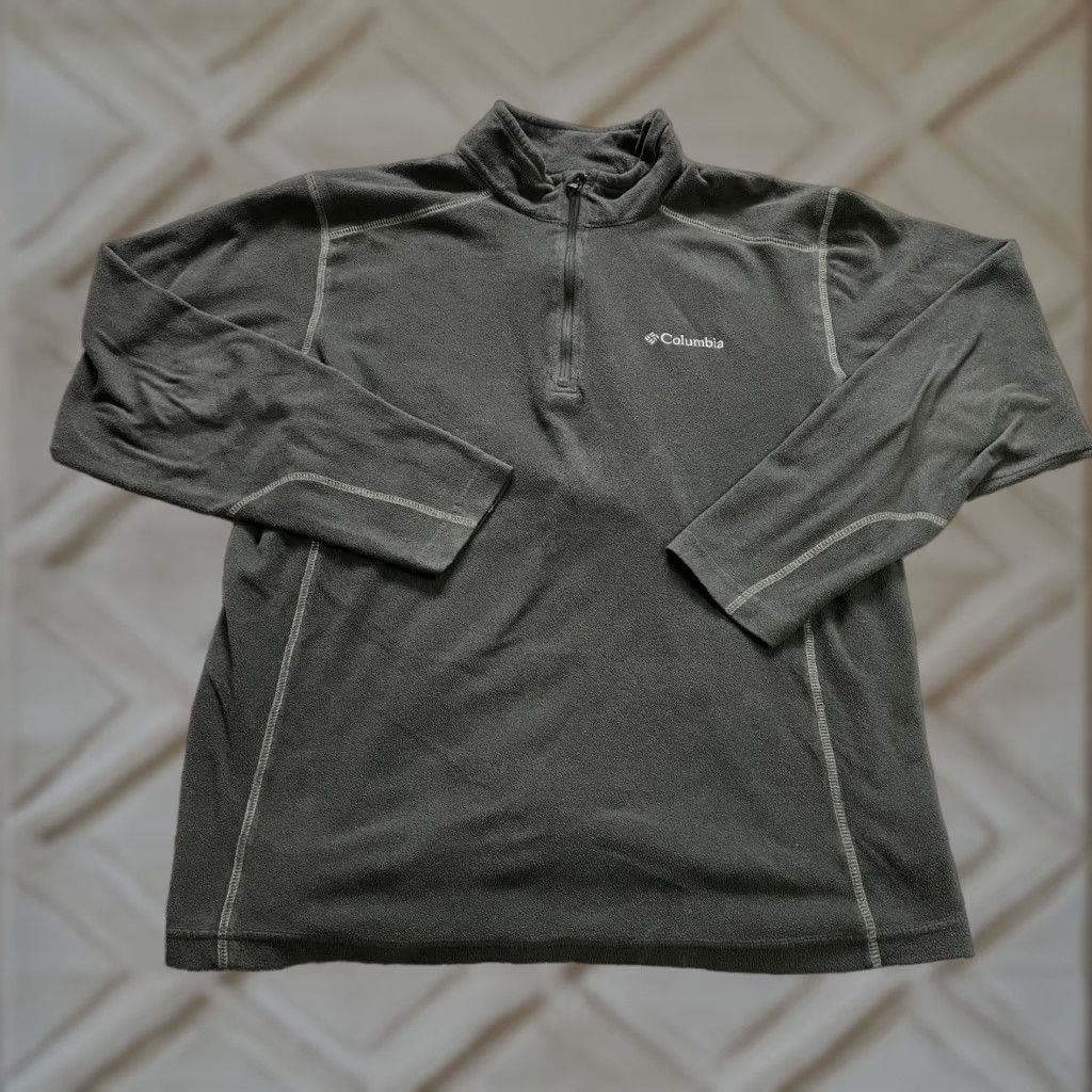 Columbia Jacket Adult Medium Gray 1/4 Zip Fleece Outdoor Mens Hiking Camp Shirt?