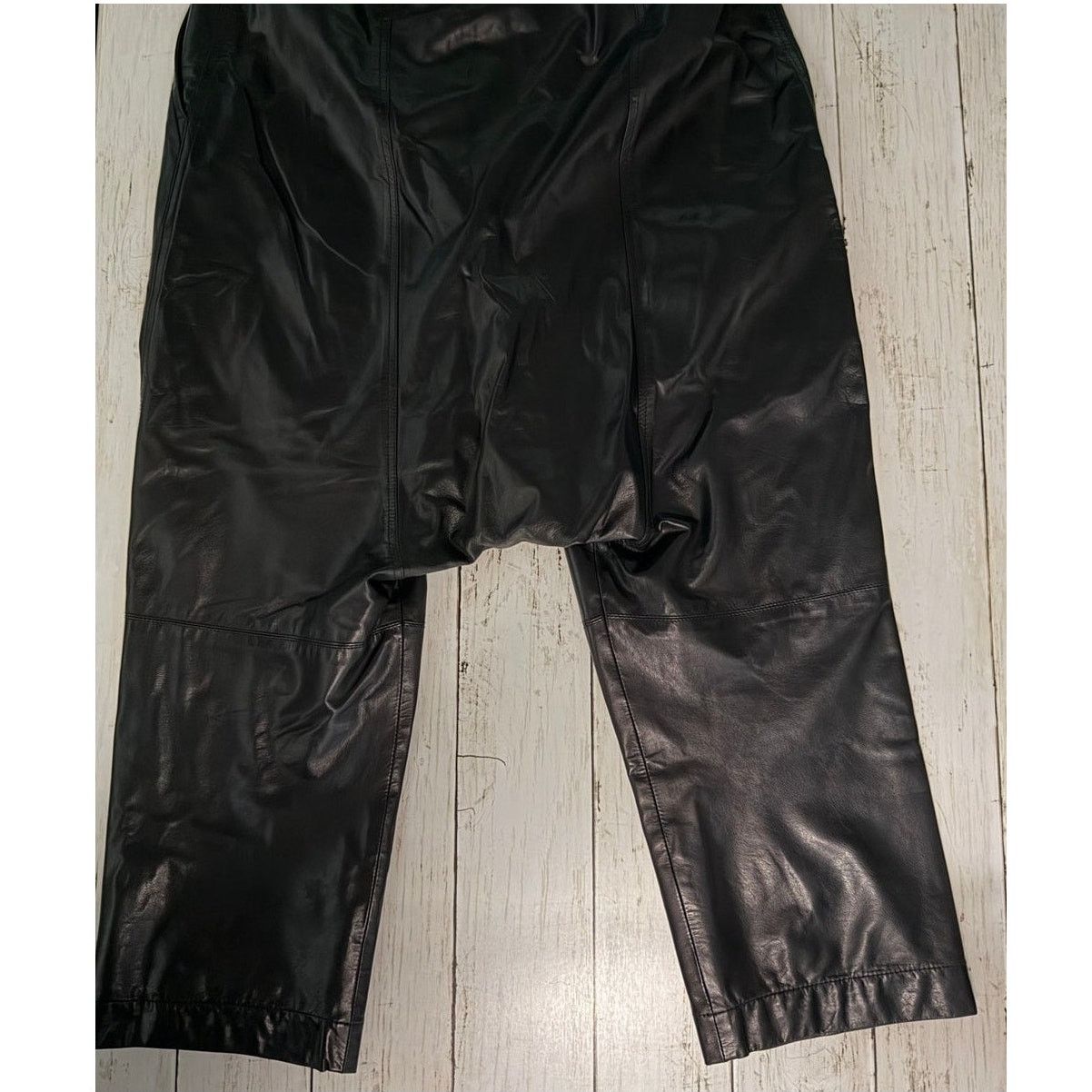 Rick Owens SS19 Babel Dropped Crotch Black Polished Calfskin Pants US 2 Size 26" / US 2 / IT 38 - 12 Thumbnail