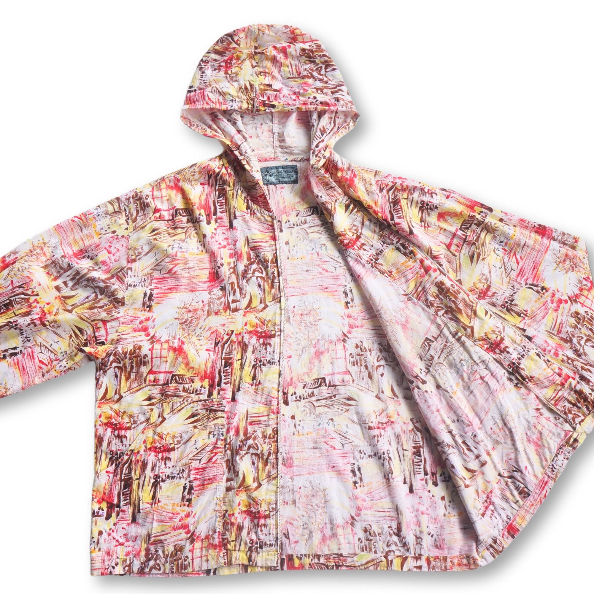 Japanese Brand Nosvos Resort Abstract Design Hooded Light Jacket Size US L / EU 52-54 / 3 - 4 Thumbnail