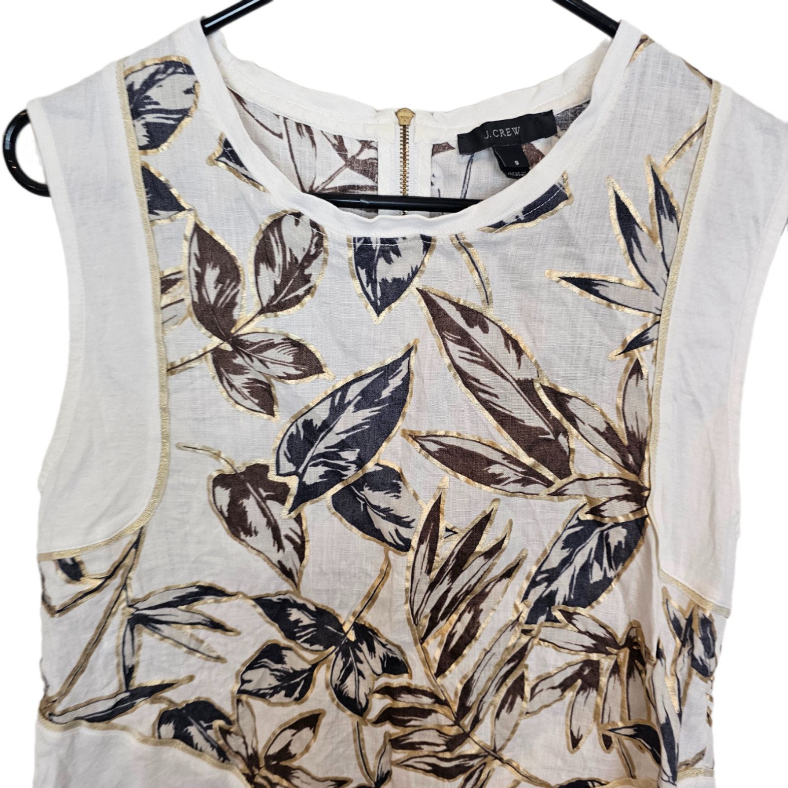 J.Crew J Crew Womens Floral Metallic Tank Top Size S Leaf Print Size S / US 4 / IT 40 - 2 Thumbnail