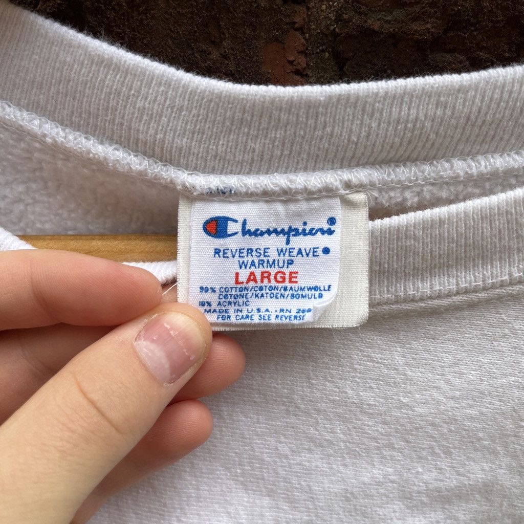 Vintage 1980s Champion Reverse Weave Puff Print Flocked in White, Men's — image 4 of 5