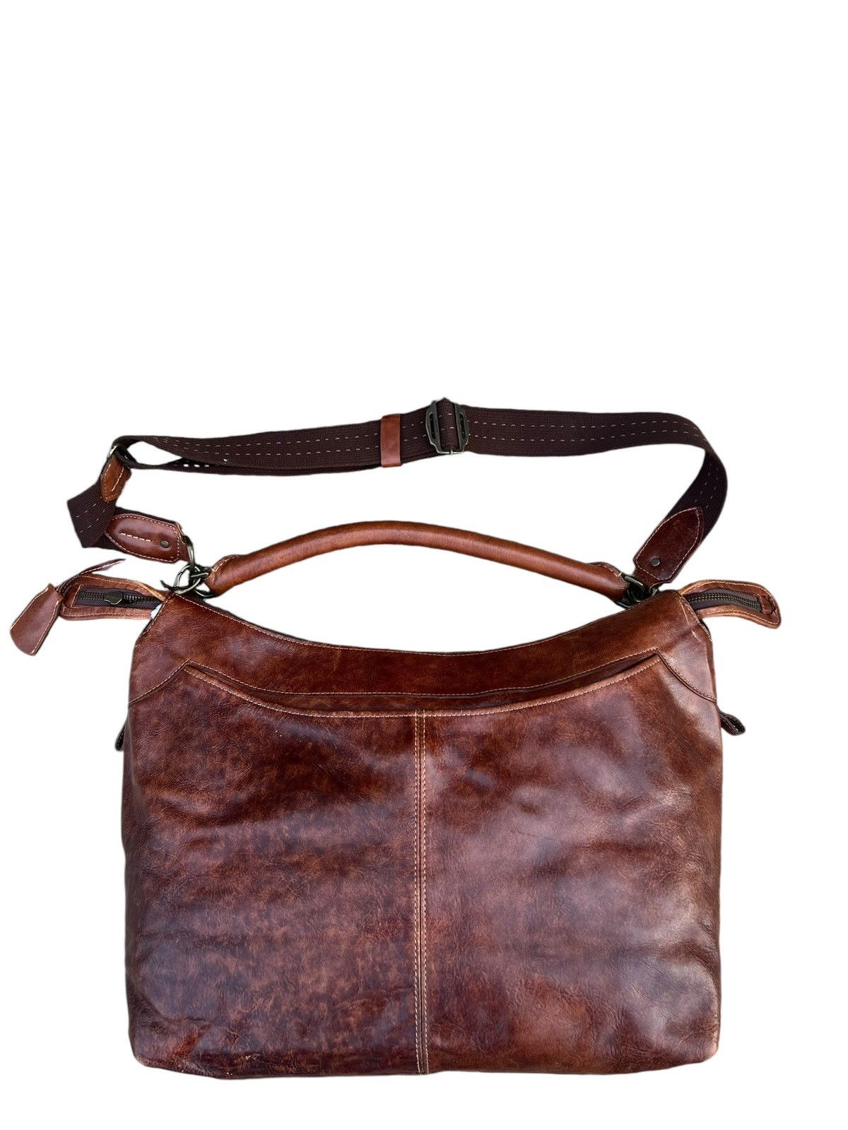 Leather Vintage Aniary Japan Distress Patina Leather 2 Way Bag Size ONE SIZE - 6 Thumbnail