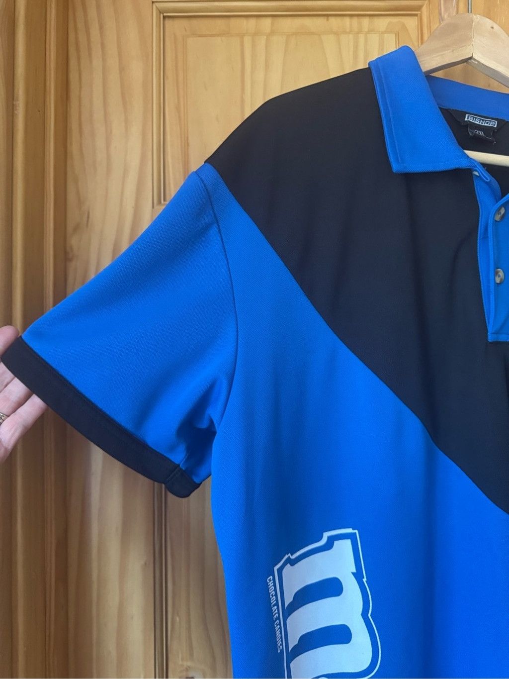 Vintage M&M's Bishop Racing Polo Black and Royal Blue Men's 2XL Size US XXL / EU 58 / 5 - 9 Thumbnail