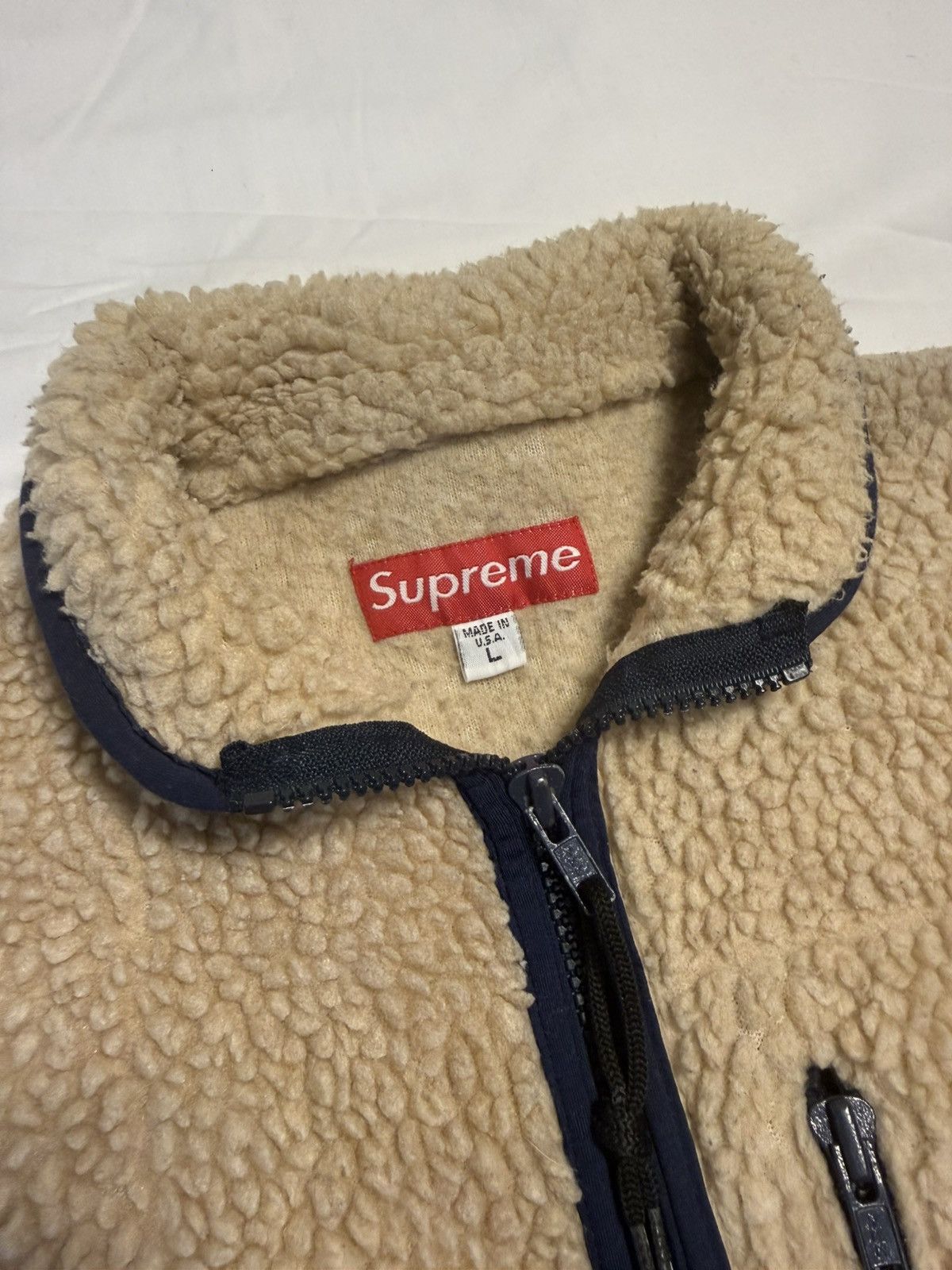 Supreme Vintage 90s Supreme Patagonia Tan Deep Pile Fleece Jacket Size US L / EU 52-54 / 3 - 2 Thumbnail