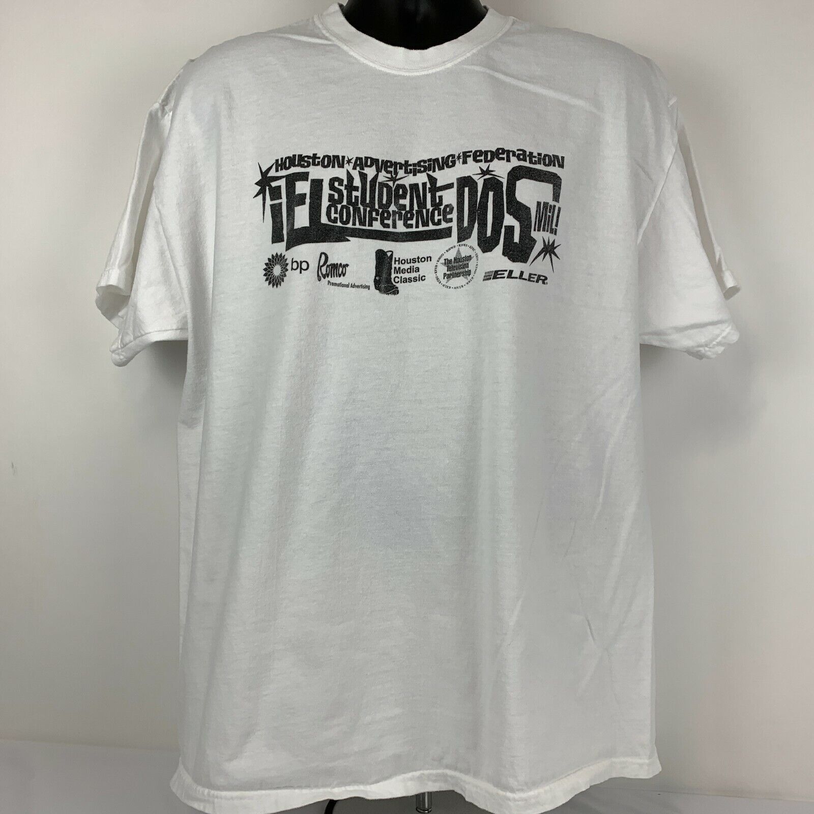 Hanes Vintage Y2Ks Houston Advertising Federation T Shirt White XL Size US XL / EU 56 / 4 - 2 Thumbnail