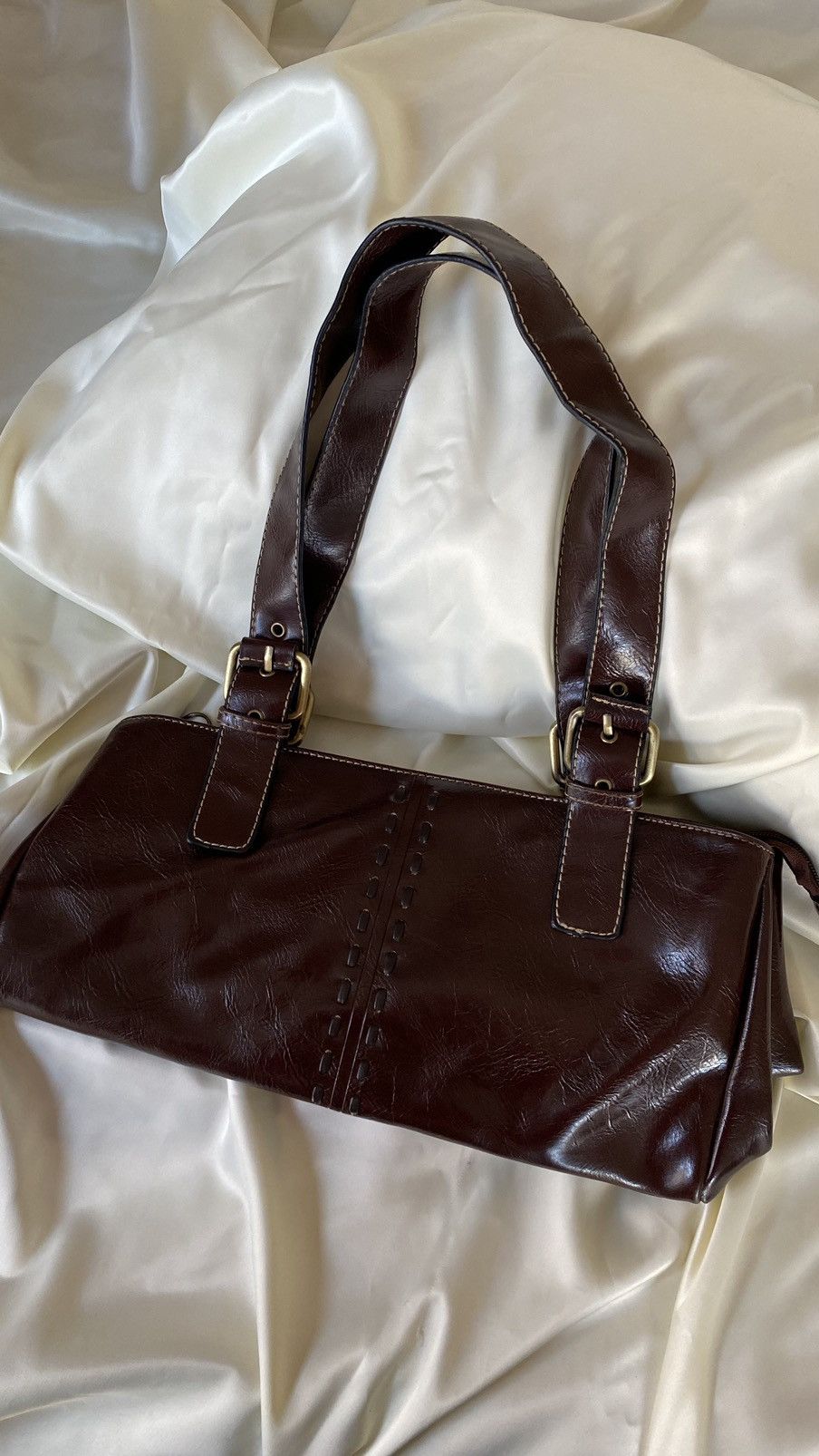 Vintage Vintage brown leatherette shoulder bag Size ONE SIZE - 4 Thumbnail