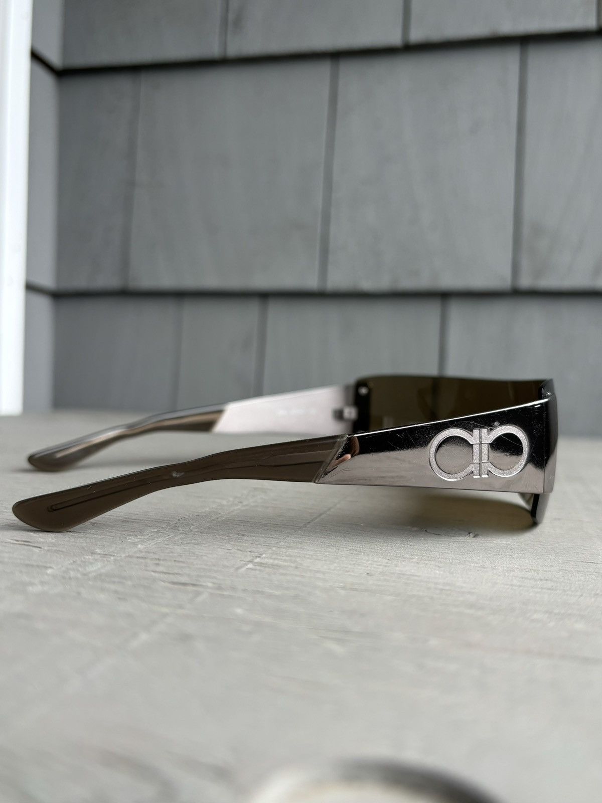 Designer × Salvatore Ferragamo × Vintage 2000s Ferragamo Sunglasses Y2K Rimless Shield Metal 1029 00s Size ONE SIZE - 9 Thumbnail