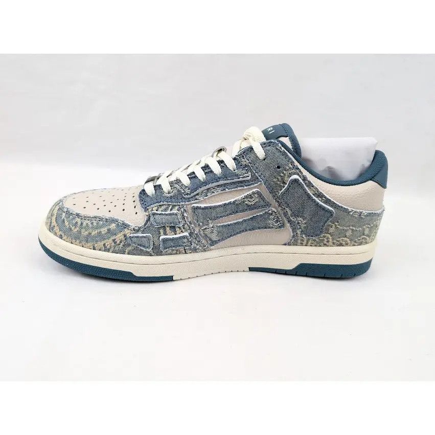 Amiri o1s1wg110325 Skel Low-Top Sneakers in Natural/Denim Size US 12 / EU 45 - 8 Thumbnail