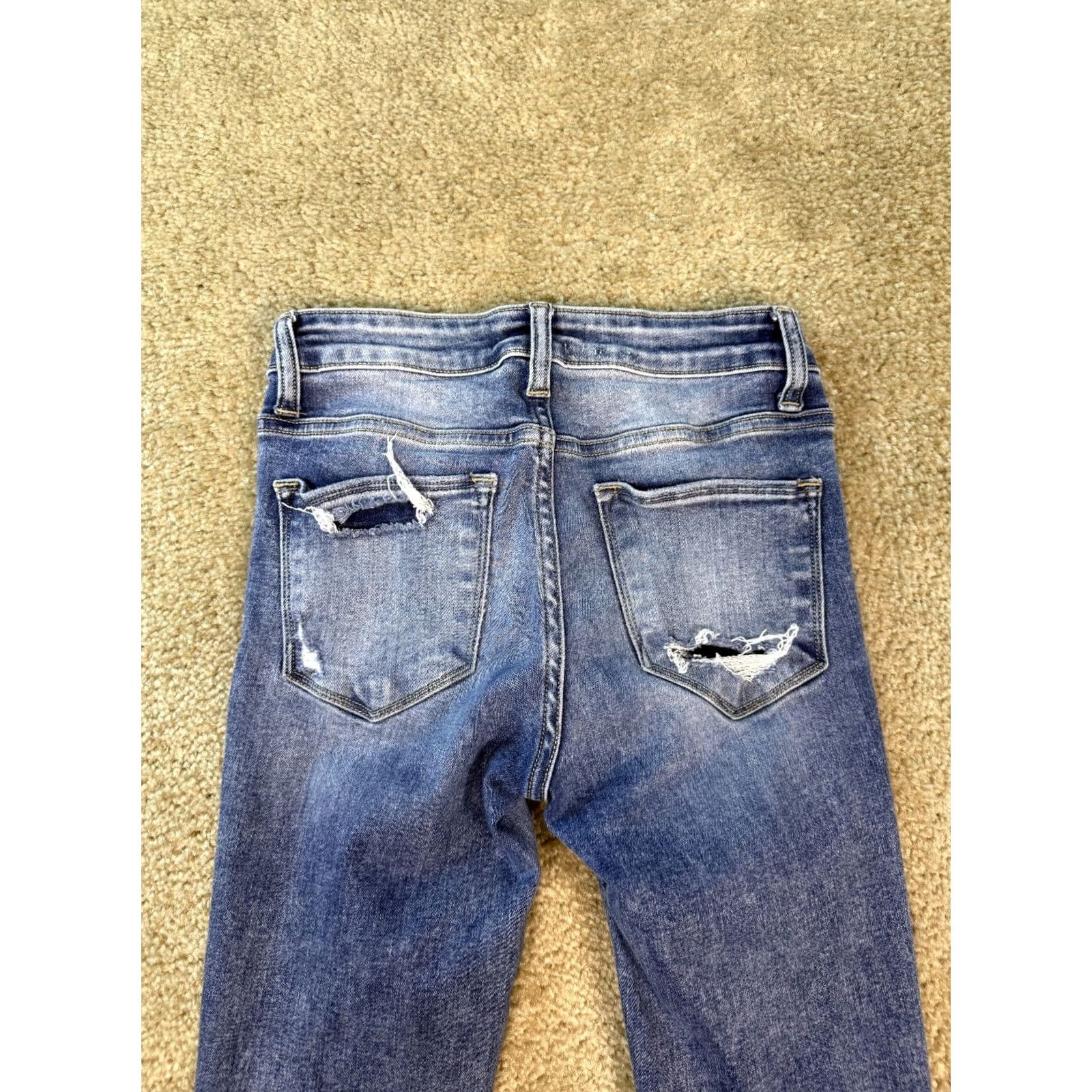 Vintage Flying Monkey Jeans Womens Skinny Ankle Low Rise Distressed Blue Size 24 26x26 D264 Size 42" / US 20 - 5 Thumbnail