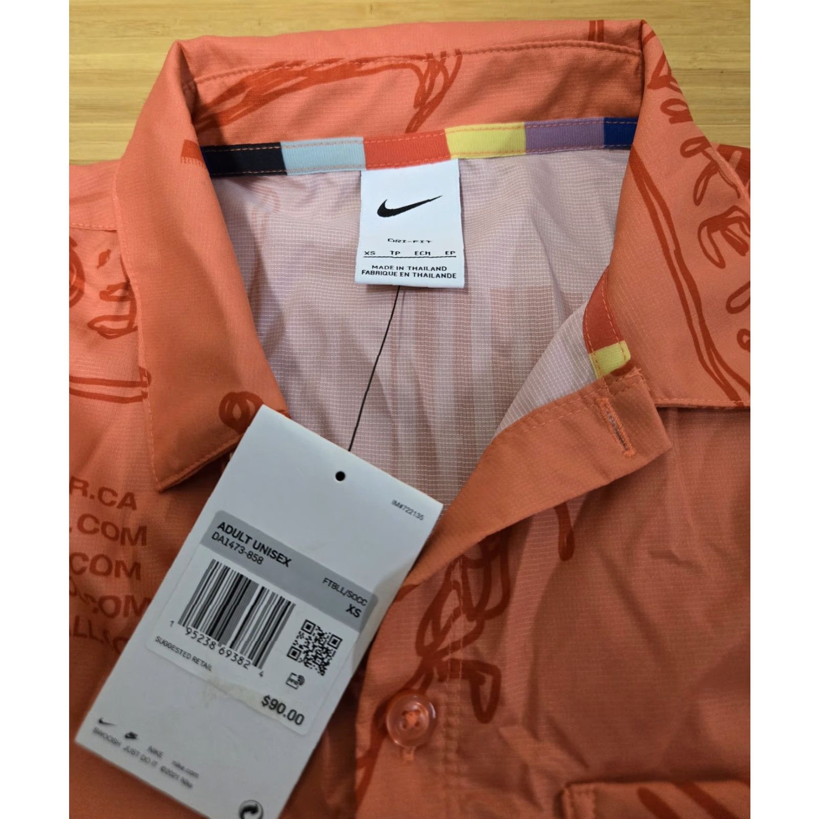 Nike Nike Joga TV Shirt Mens XS Orange Dri-Fit Button Up Soccer Patch Print Size US XS / EU 42 / 0 - 4 Thumbnail
