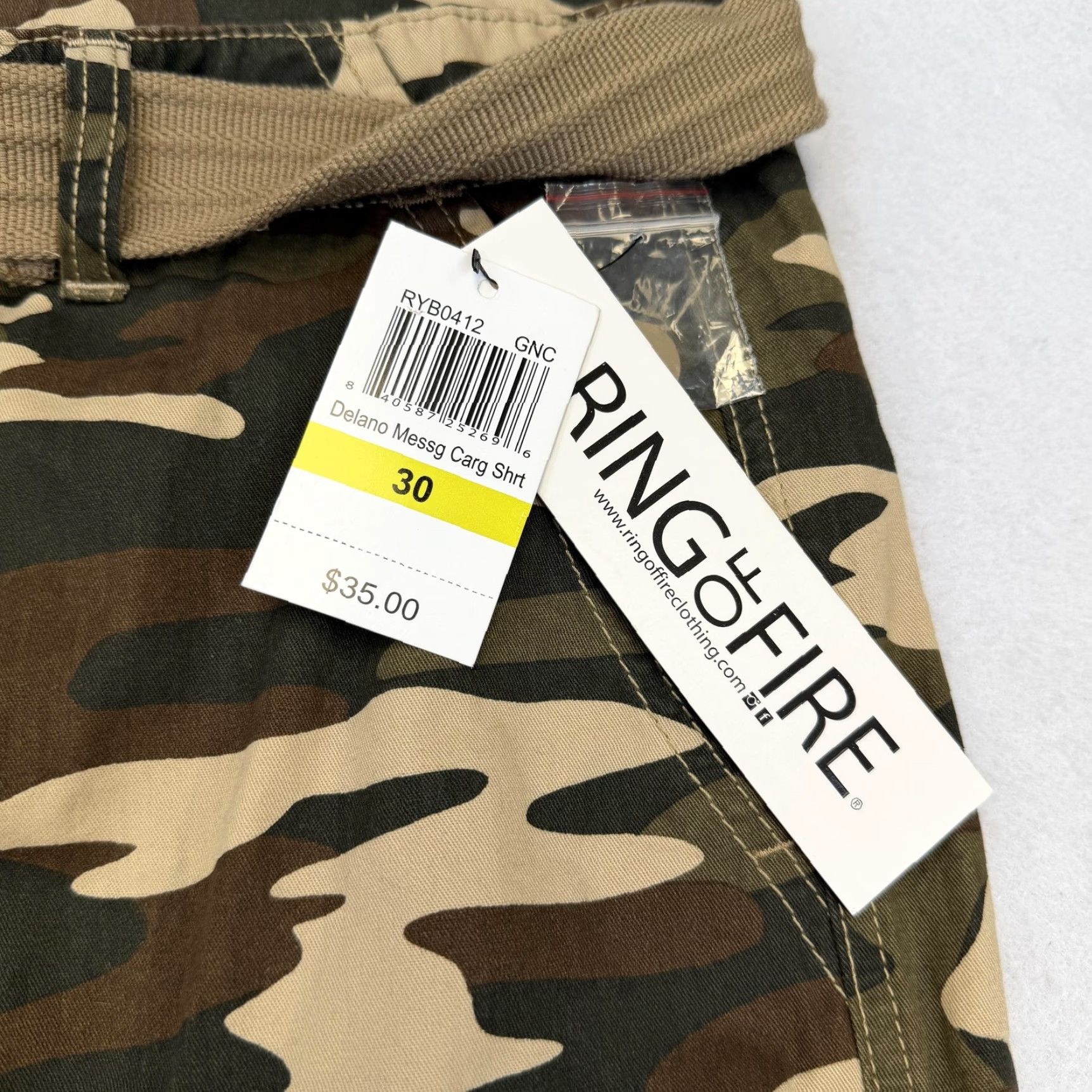 Ring Of Fire VINTAGE Ring Of Fire Cargo Shorts Mens 30 Green Camo Belted Pockets Inseam 12 Size US 30 / EU 46 - 3 Thumbnail