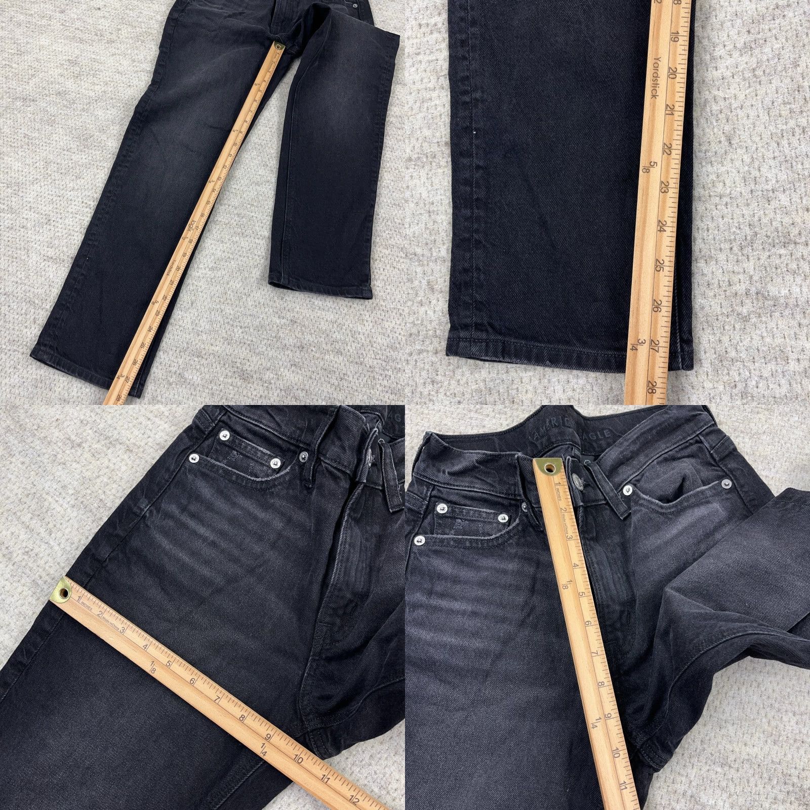 American Eagle Outfitters VINTAGE American Eagle Jeans Women 0 Super High Rise Ankle Straight Black Wash Baggy Size 25" / US 0 / IT 36 - 8 Thumbnail