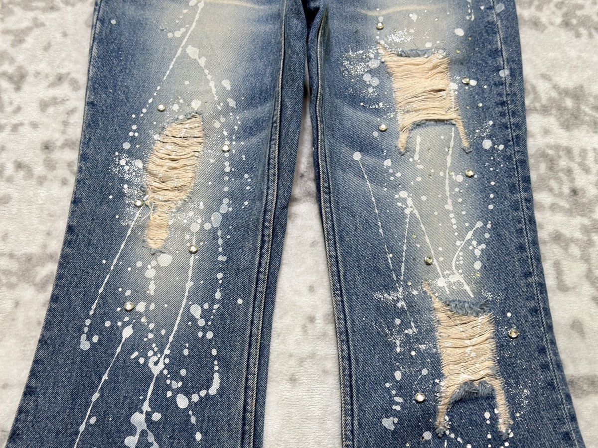 Hysteric Glamour Flared CFLINE Paint Splash Glitter Distress Low Rise Denim Size US 27 - 6 Thumbnail