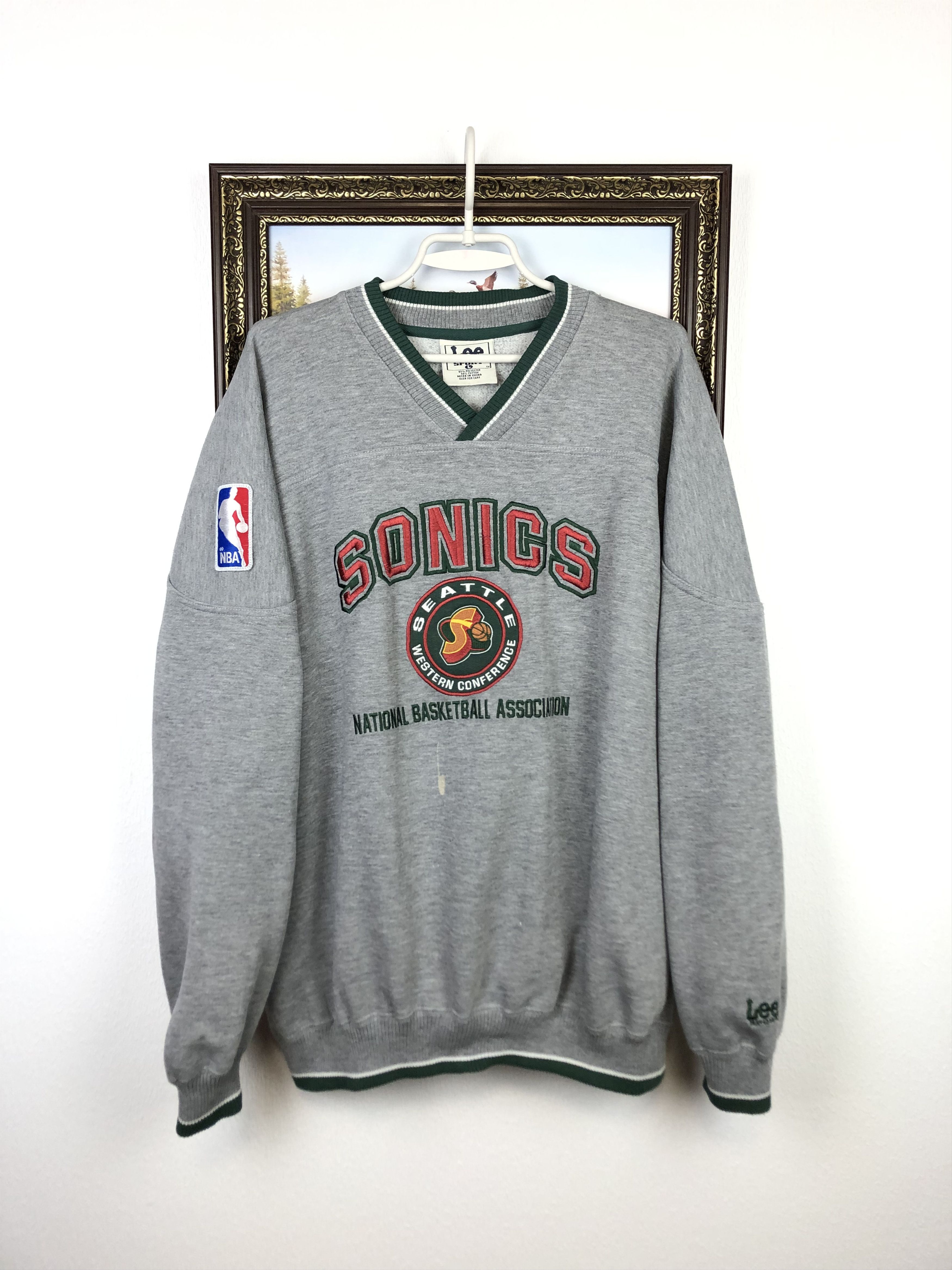 Vtg Lee Sports Seattle Sonics Basketball Crew Neck Sweater XL deals 1/4 Zip Collared