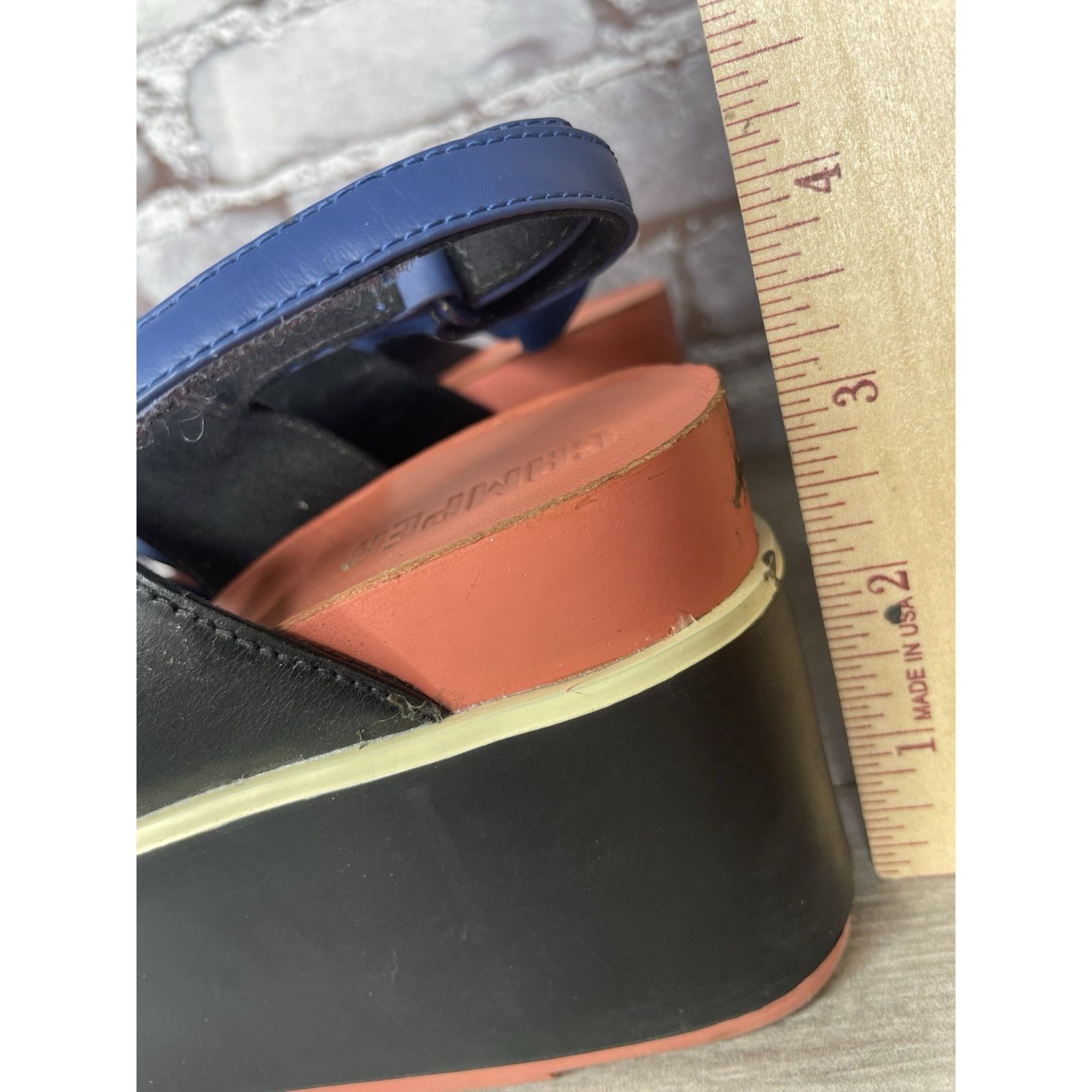 Camper Camper Tropic Black Blue Leather Ankle Strap Wedge Sandals W Size US 5.5 / IT 35.5 - 8 Thumbnail