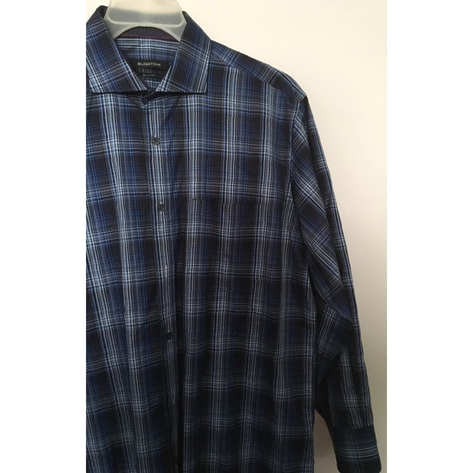BUGATCHI Bugatchi Mens Shirt Button-Down Plaid Blue Casual L Size US L / EU 52-54 / 3 - 4 Thumbnail